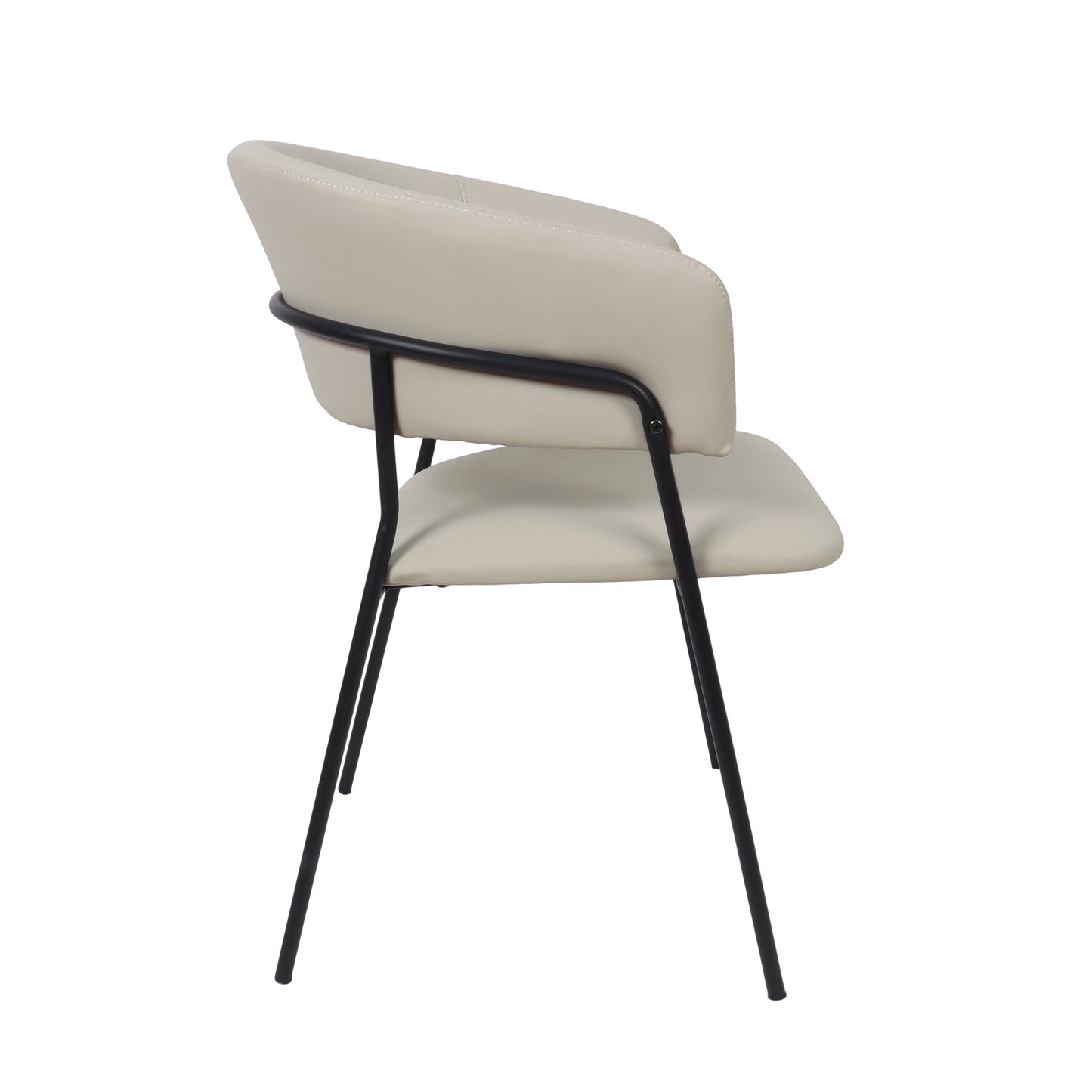 Slate Contemporary Modern Metal Vegan Leather Armchair in Stone Gray - Set of 4 DC1531-1