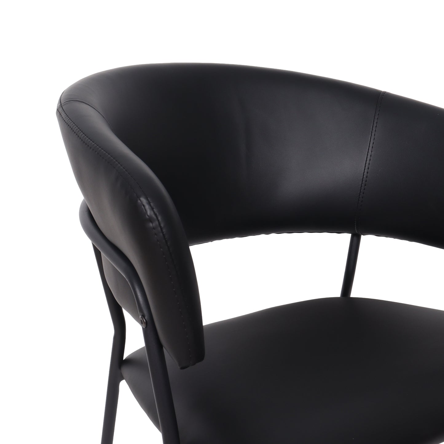 Slate Contemporary Modern Metal Vegan Leather Armchair in Black - Set of 4 DC1531-2