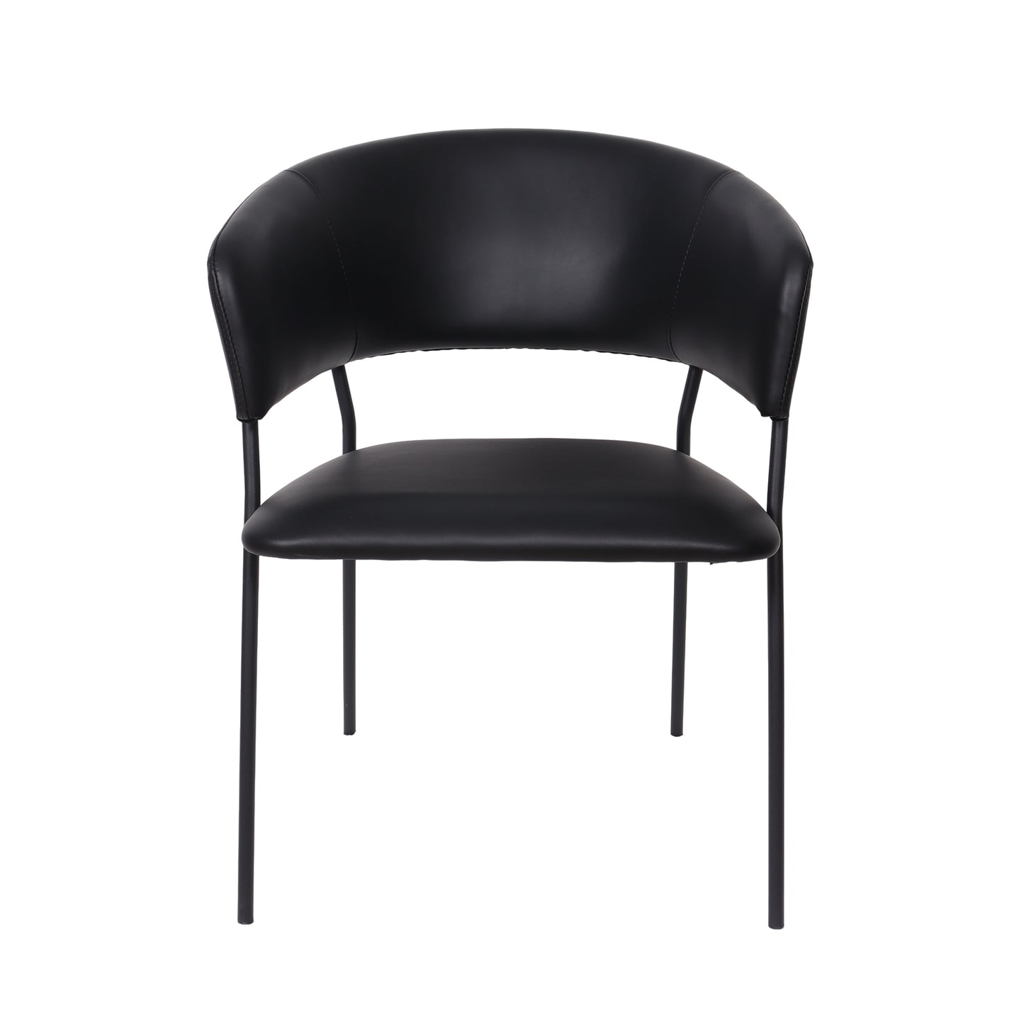 Slate Contemporary Modern Metal Vegan Leather Armchair in Black - Set of 4 DC1531-2