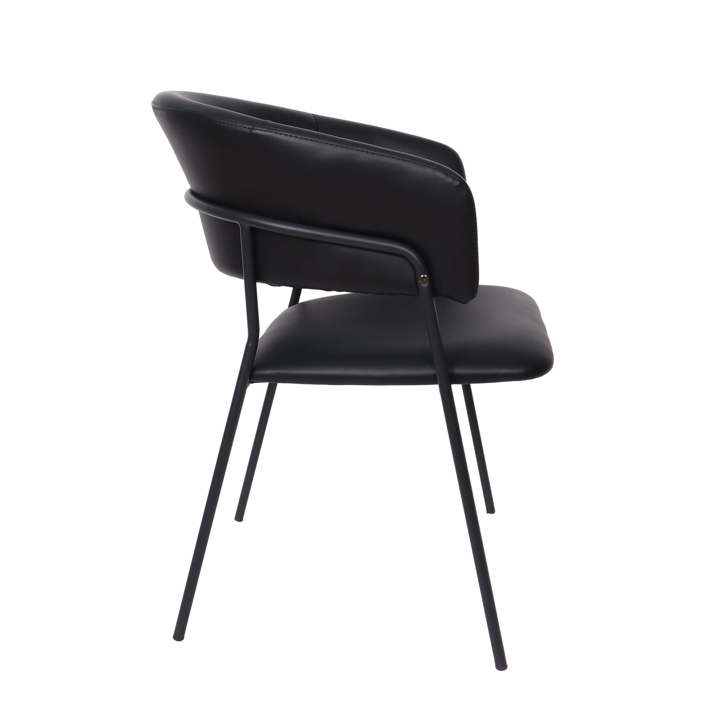 Slate Contemporary Modern Metal Vegan Leather Armchair in Black - Set of 4 DC1531-2