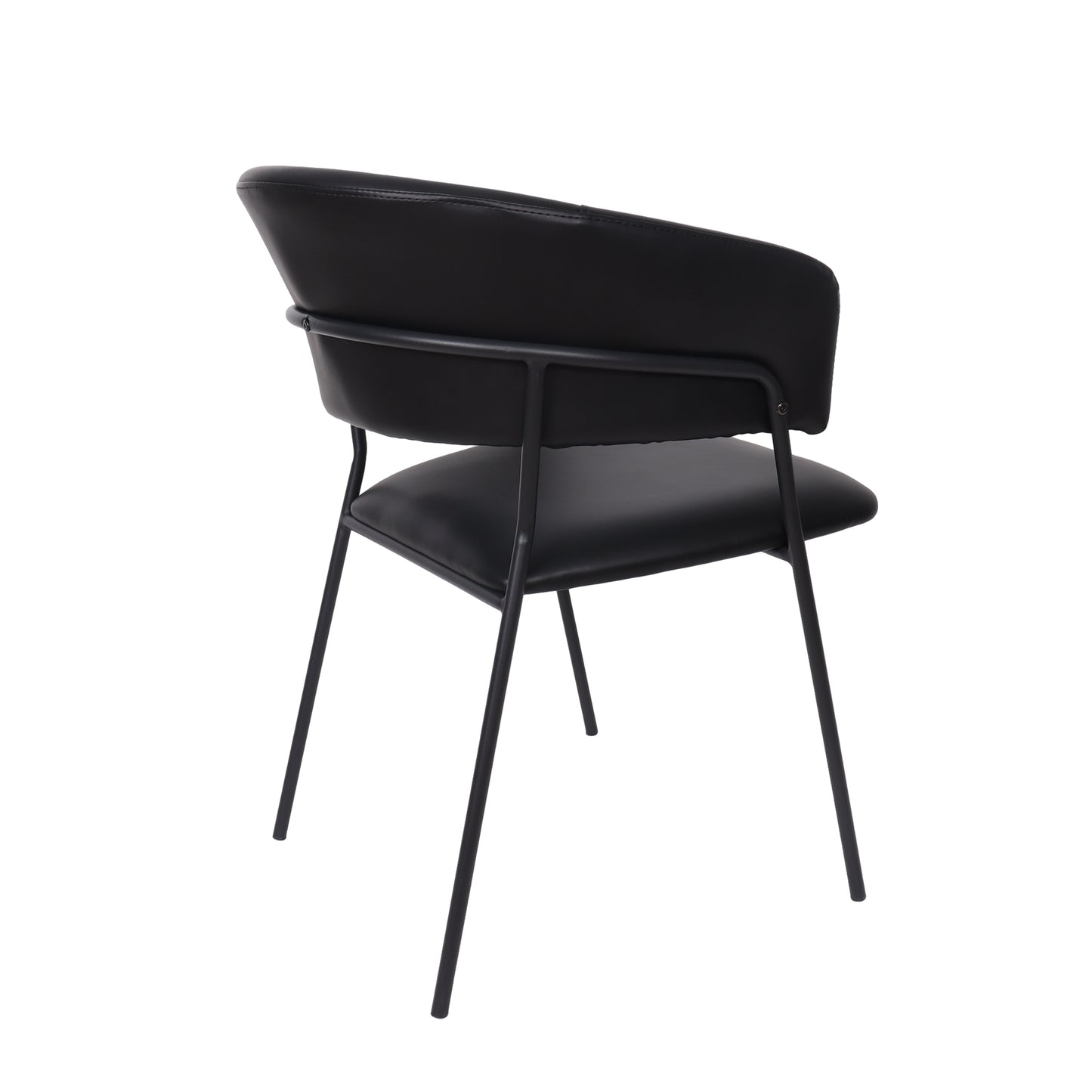 Slate Contemporary Modern Metal Vegan Leather Armchair in Black - Set of 4 DC1531-2