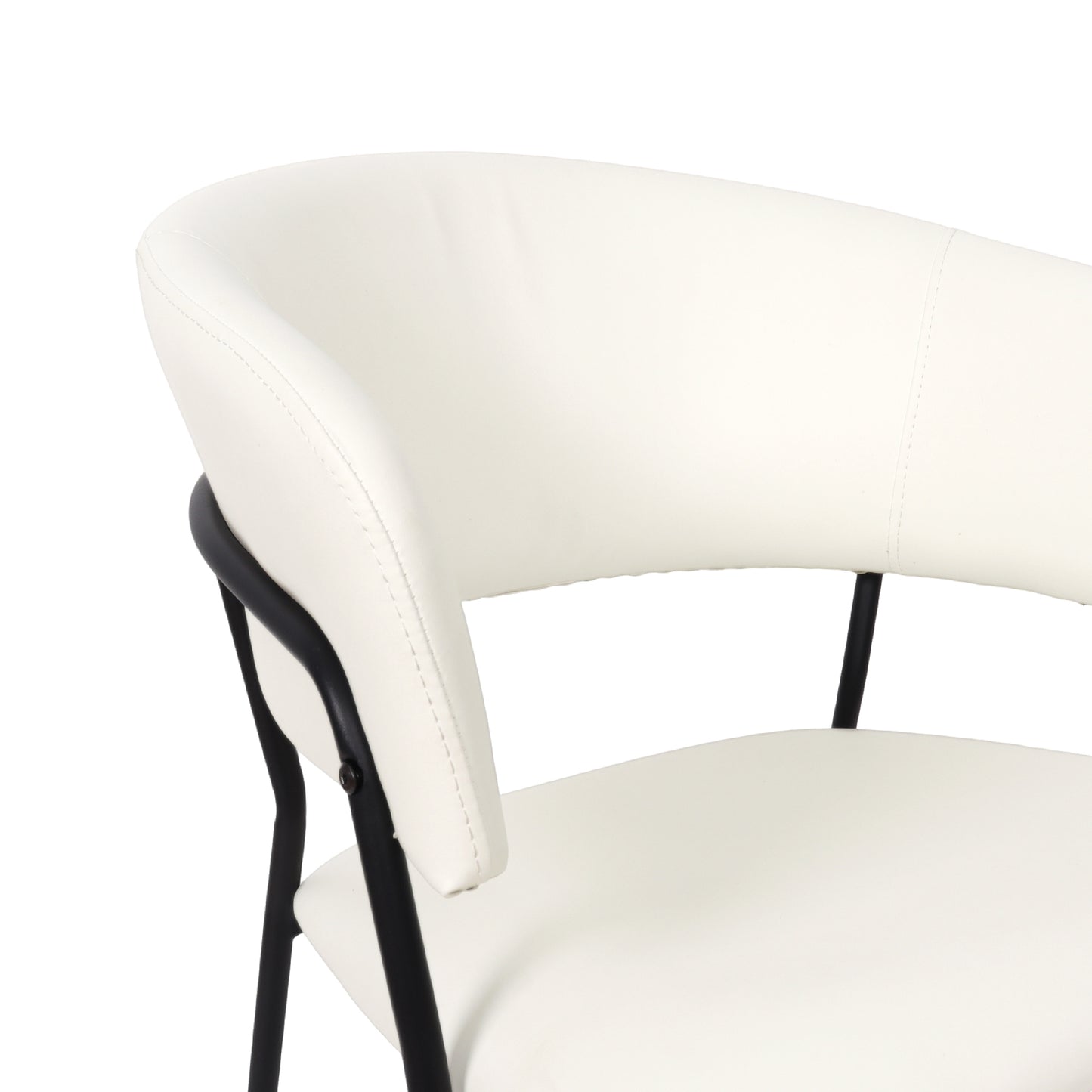 Slate Contemporary Modern Metal Vegan Leather Armchair in Ivory - Set of 4 DC1531-3