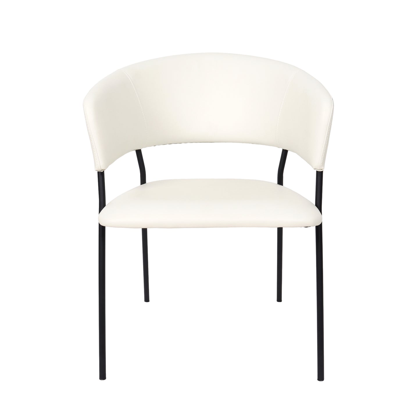 Slate Contemporary Modern Metal Vegan Leather Armchair in Ivory - Set of 4 DC1531-3