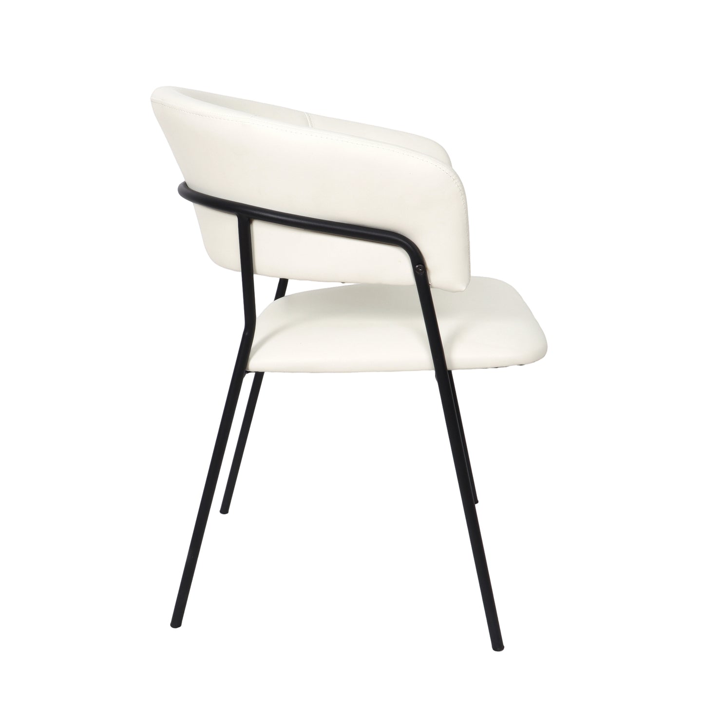 Slate Contemporary Modern Metal Vegan Leather Armchair in Ivory - Set of 4 DC1531-3