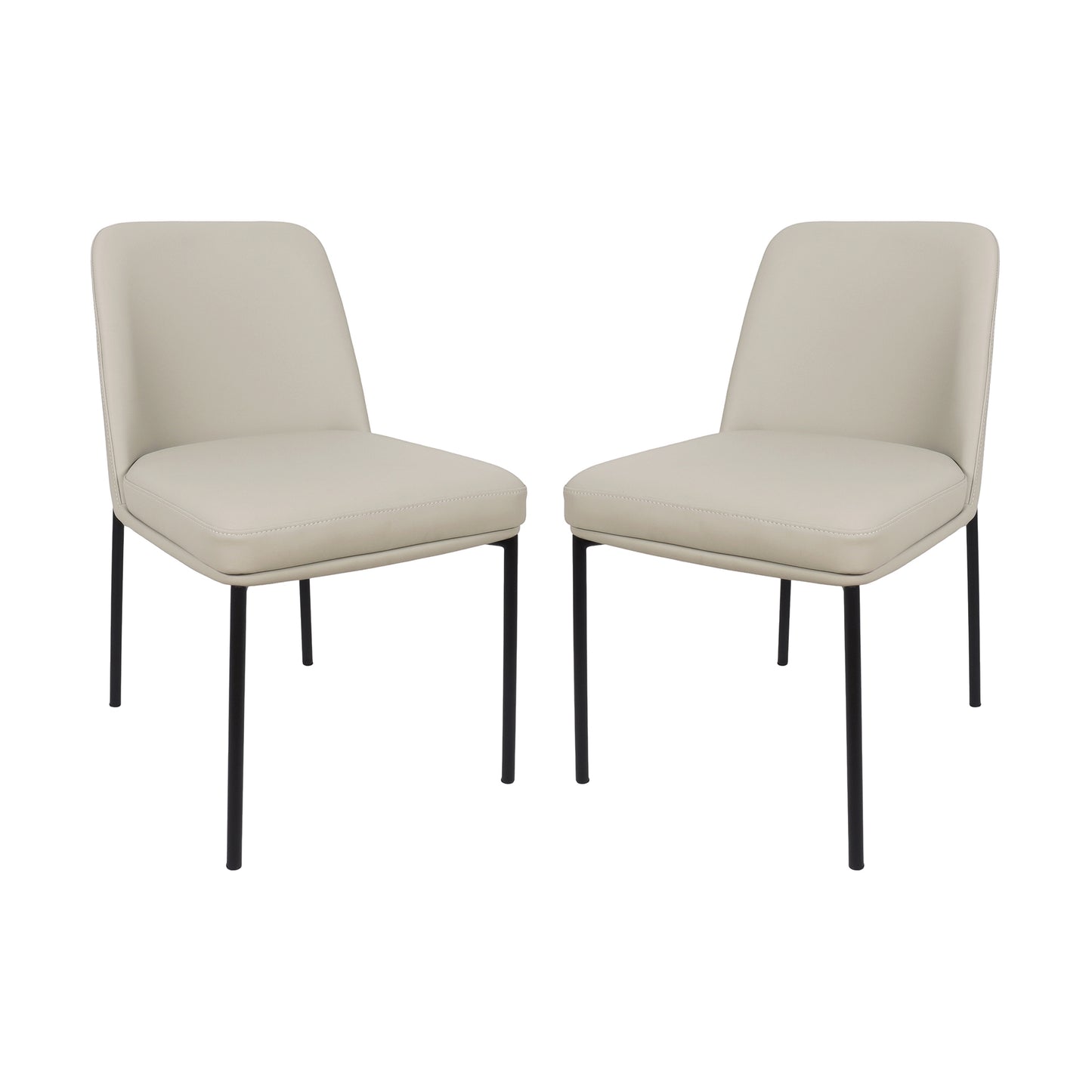 Loft Contemporary Metal Vegan Leather Side Chair in Stone Gray - Set of 2 DC1533-1