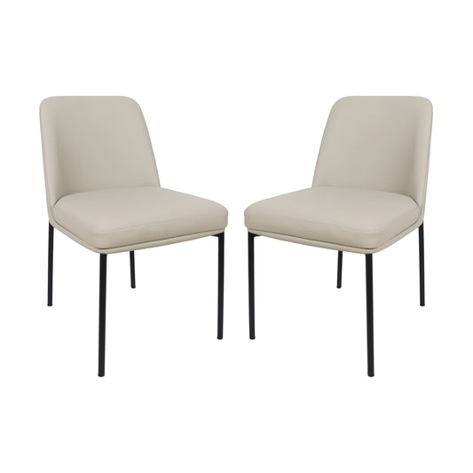 Loft Contemporary Metal Vegan Leather Side Chair in Stone Gray - Set of 2 DC1533-1