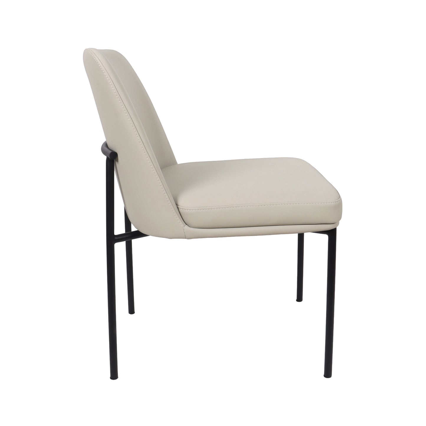 Loft Contemporary Metal Vegan Leather Side Chair in Stone Gray - Set of 2 DC1533-1