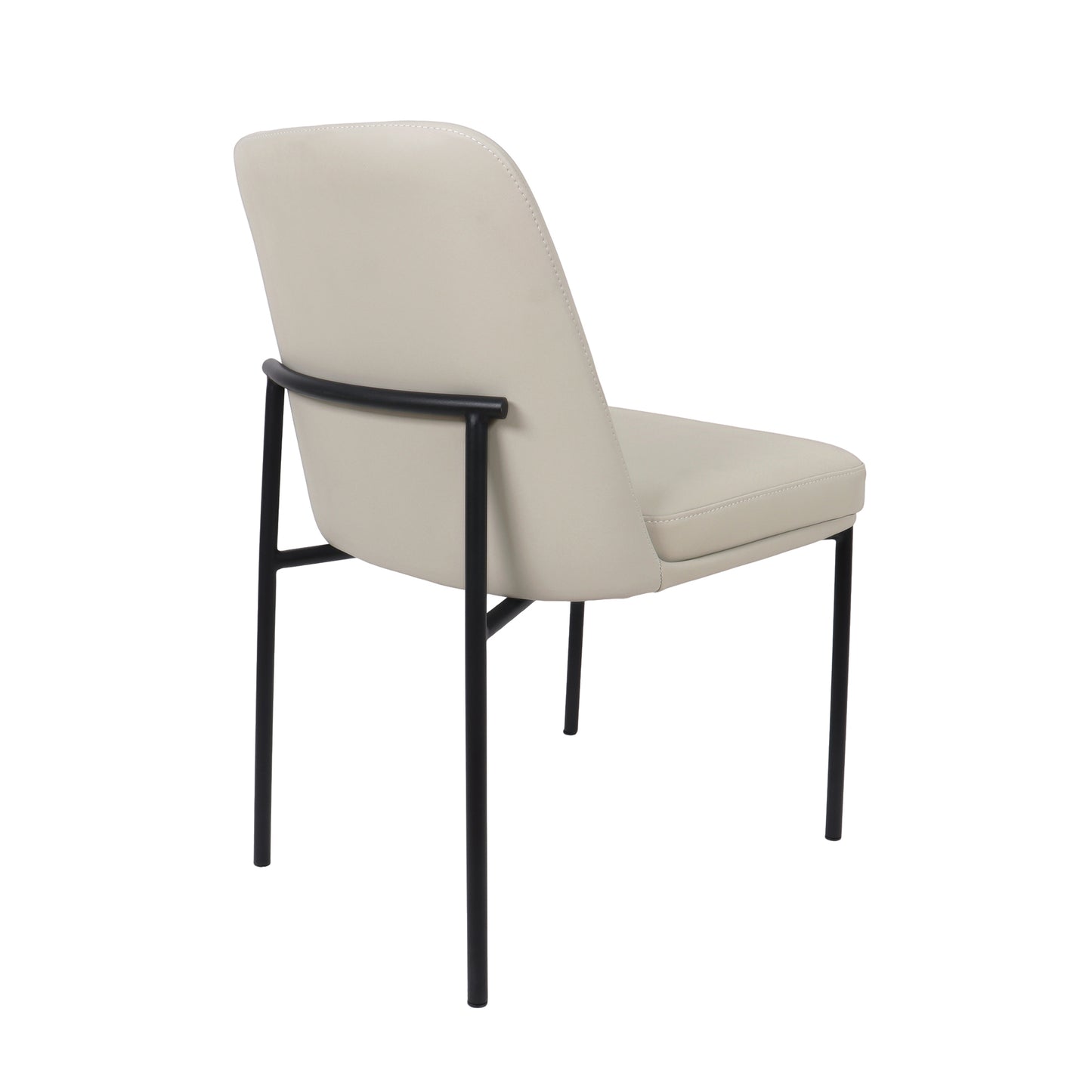Loft Contemporary Metal Vegan Leather Side Chair in Stone Gray - Set of 2 DC1533-1