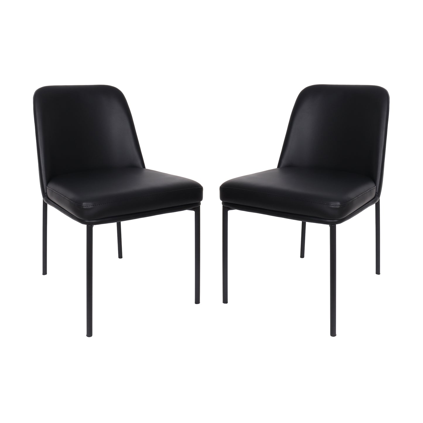 Loft Contemporary Metal Vegan Leather Side Chair in Black - Set of 2 DC1533-2