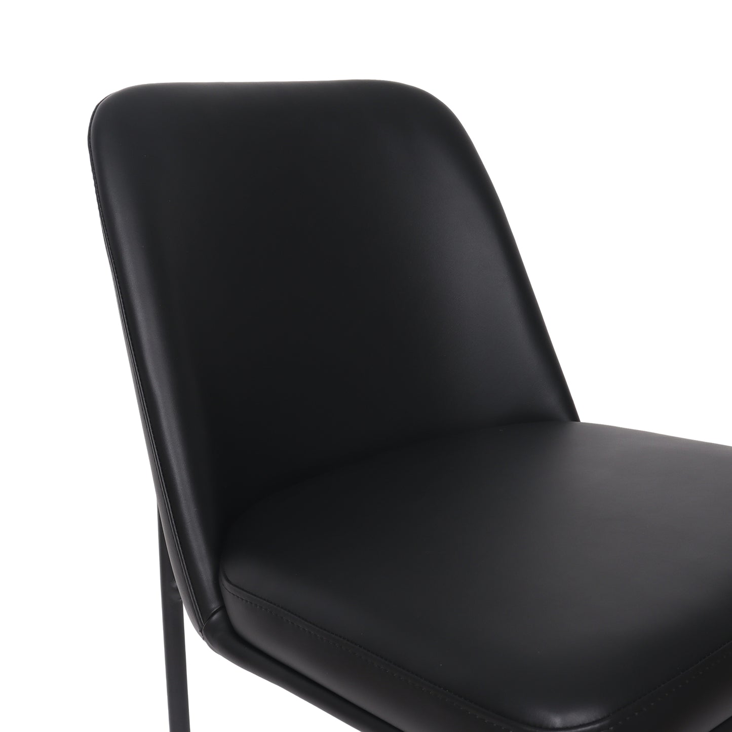 Loft Contemporary Metal Vegan Leather Side Chair in Black - Set of 2 DC1533-2