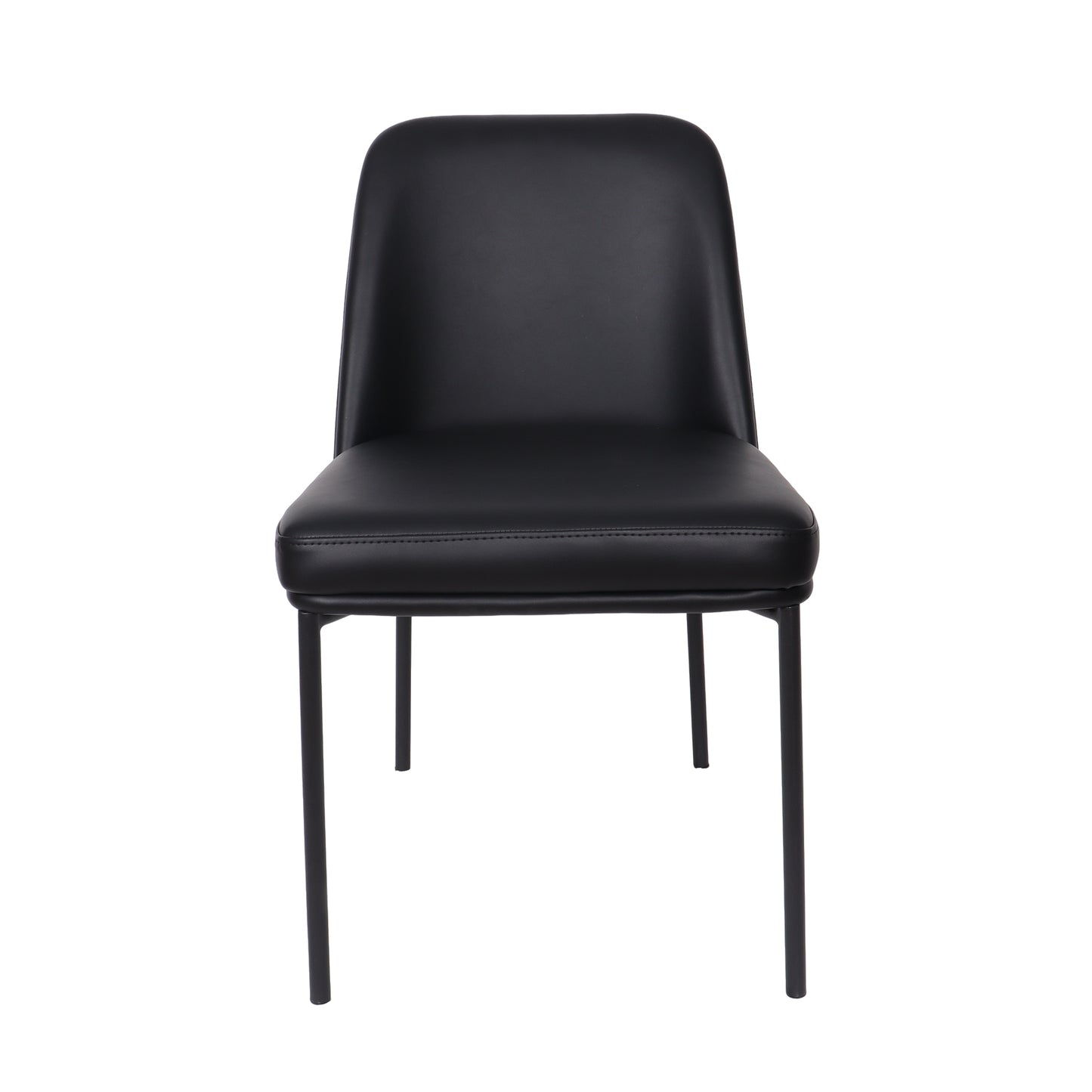 Loft Contemporary Metal Vegan Leather Side Chair in Black - Set of 2 DC1533-2
