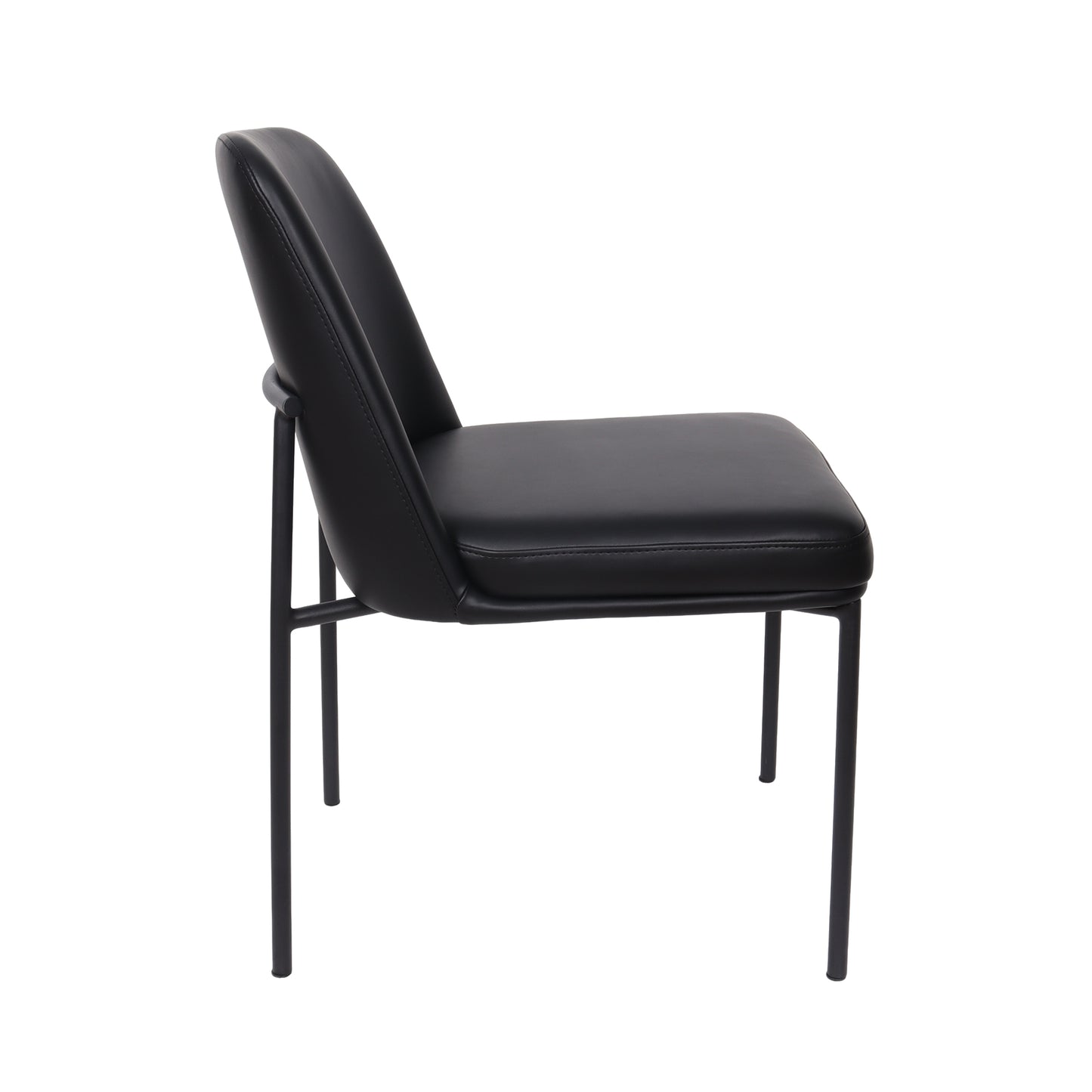 Loft Contemporary Metal Vegan Leather Side Chair in Black - Set of 2 DC1533-2