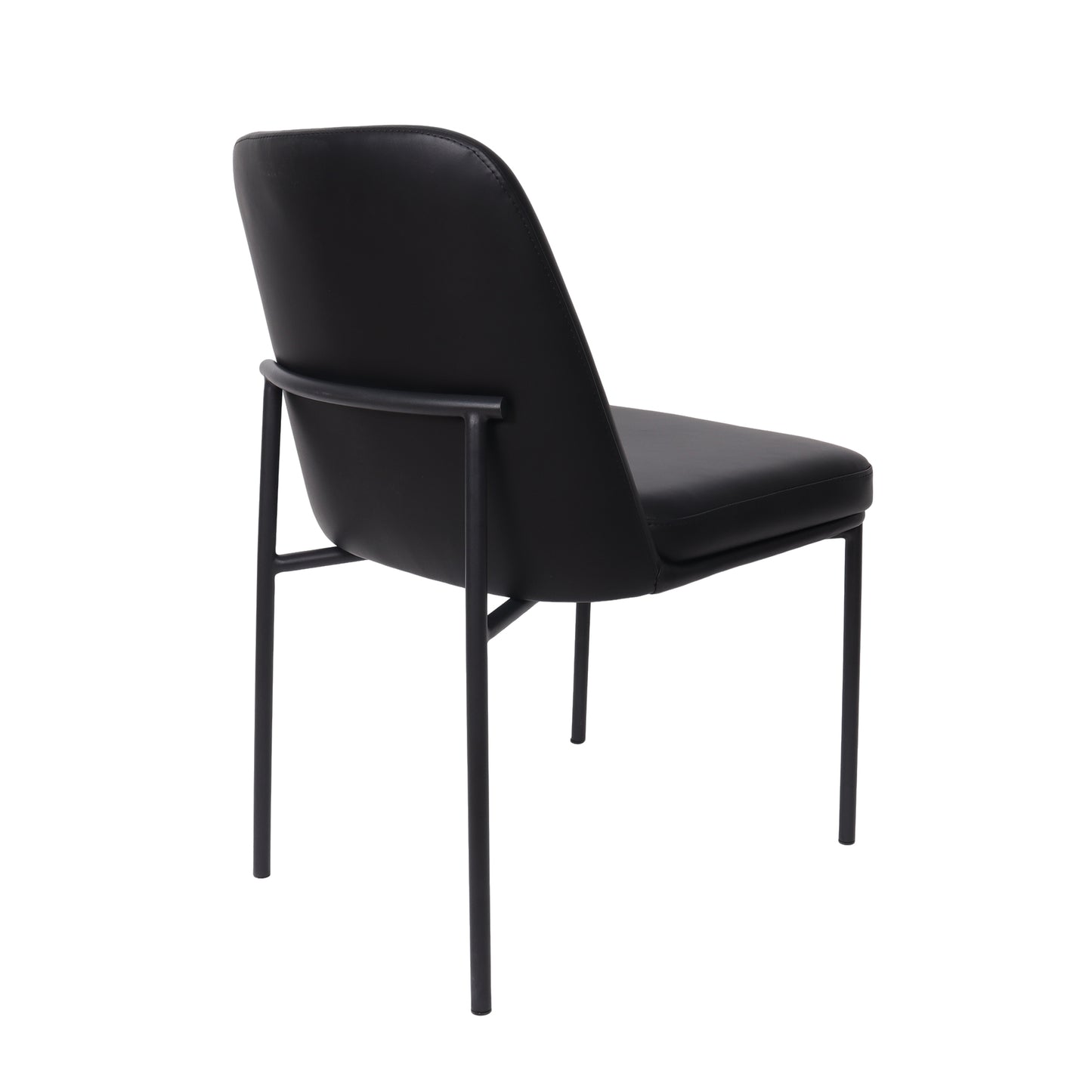 Loft Contemporary Metal Vegan Leather Side Chair in Black - Set of 2 DC1533-2