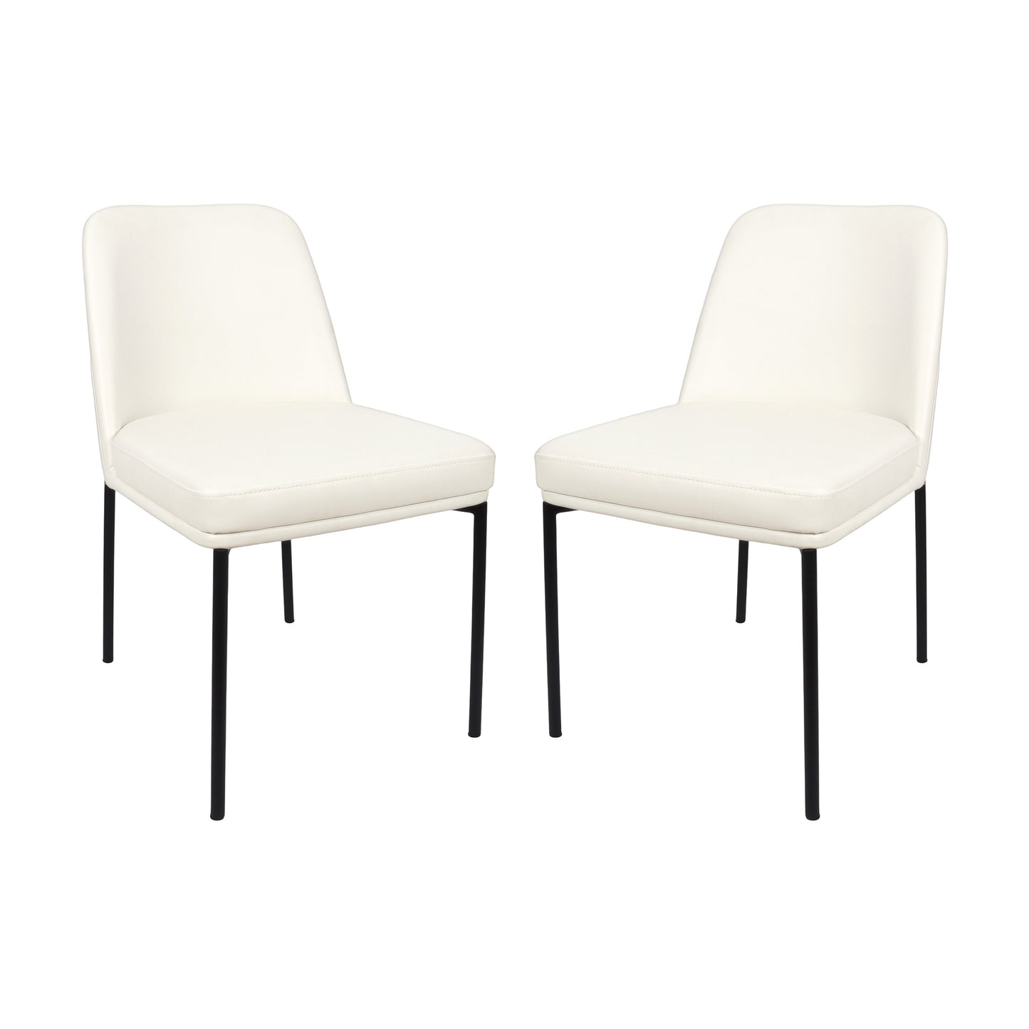 Loft Contemporary Metal Vegan Leather Side Chair in Ivory - Set of 2 DC1533-3