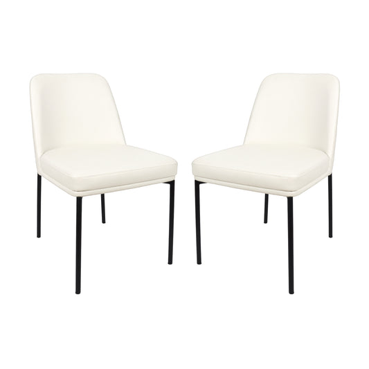 Loft Contemporary Metal Vegan Leather Side Chair in Ivory - Set of 2 DC1533-3