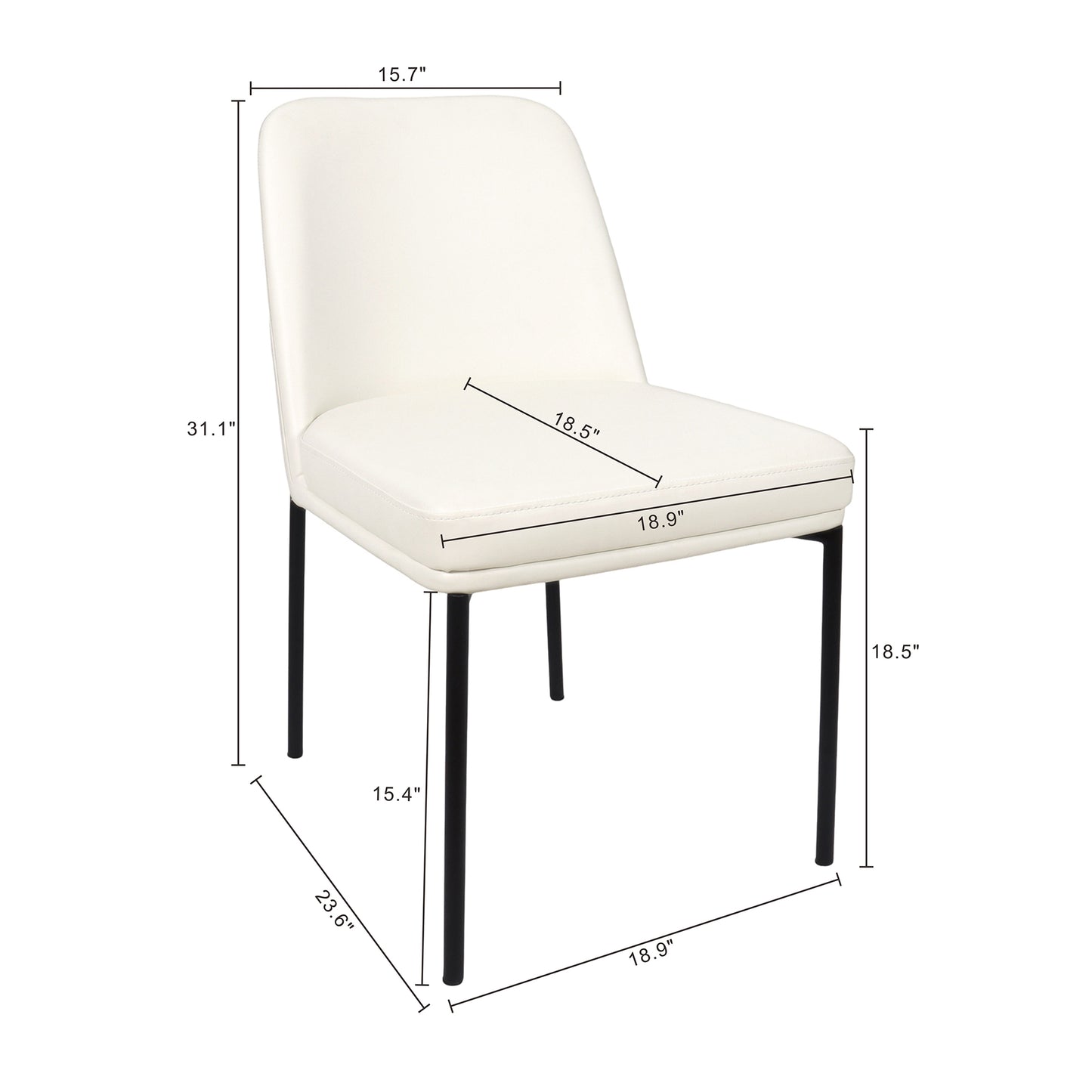 Loft Contemporary Metal Vegan Leather Side Chair in Ivory - Set of 2 DC1533-3
