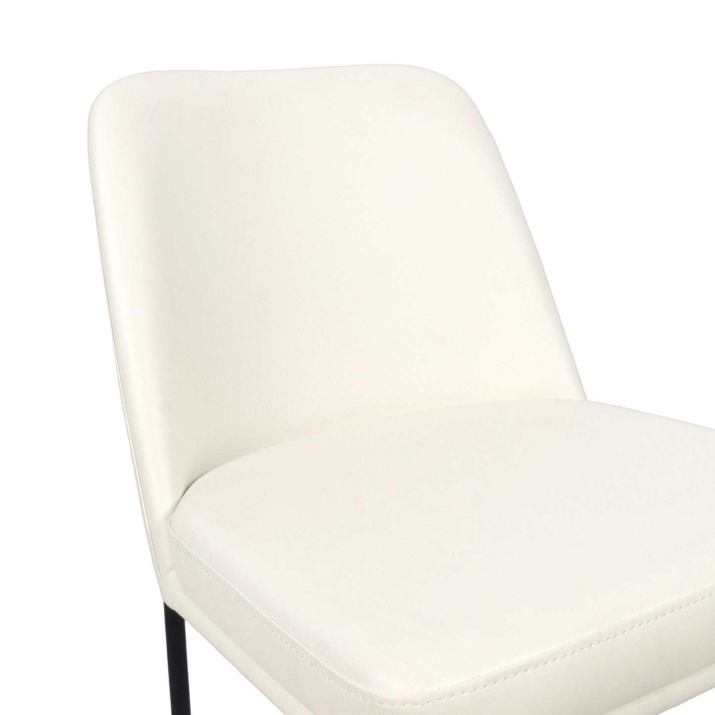 Loft Contemporary Metal Vegan Leather Side Chair in Ivory - Set of 2 DC1533-3