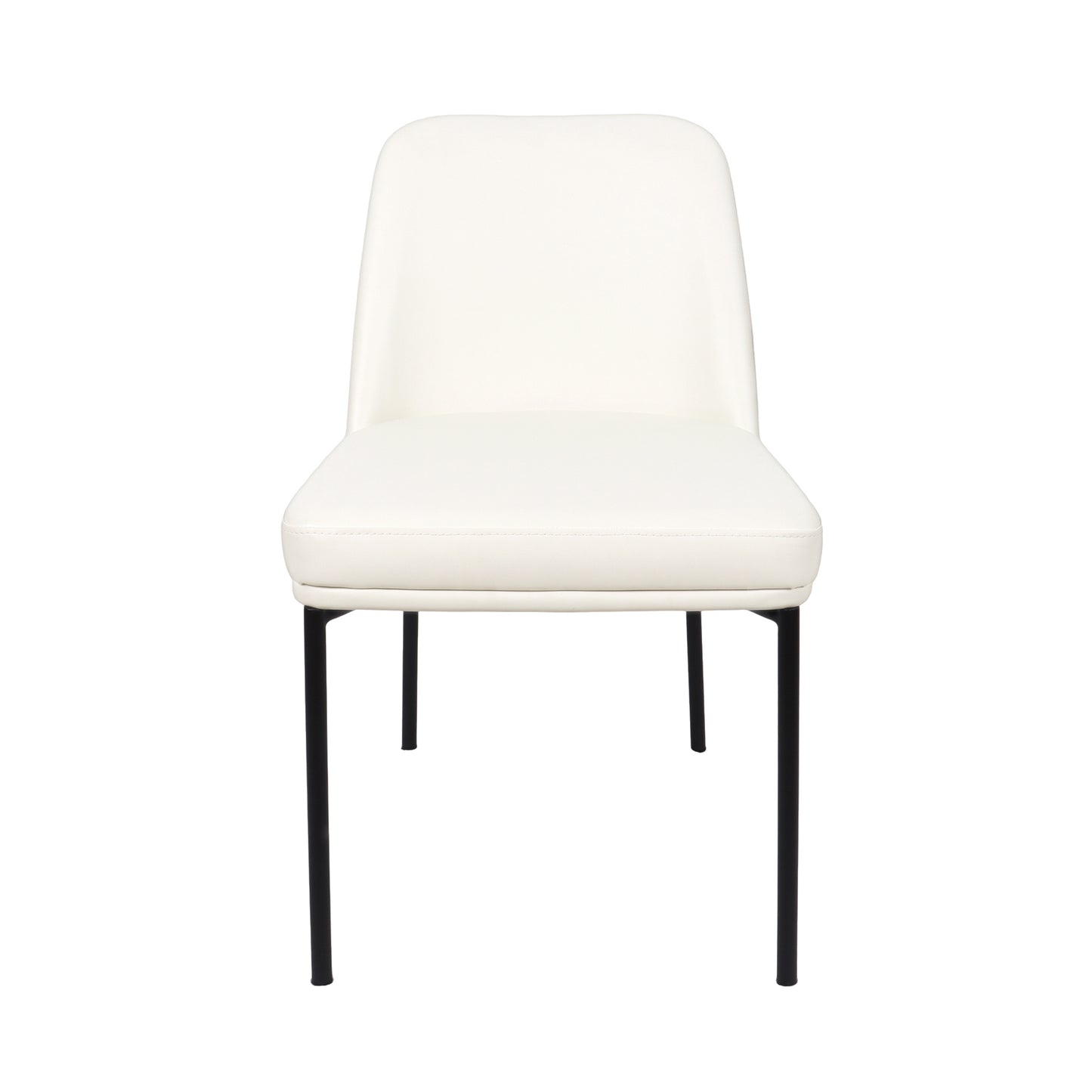 Loft Contemporary Metal Vegan Leather Side Chair in Ivory - Set of 2 DC1533-3