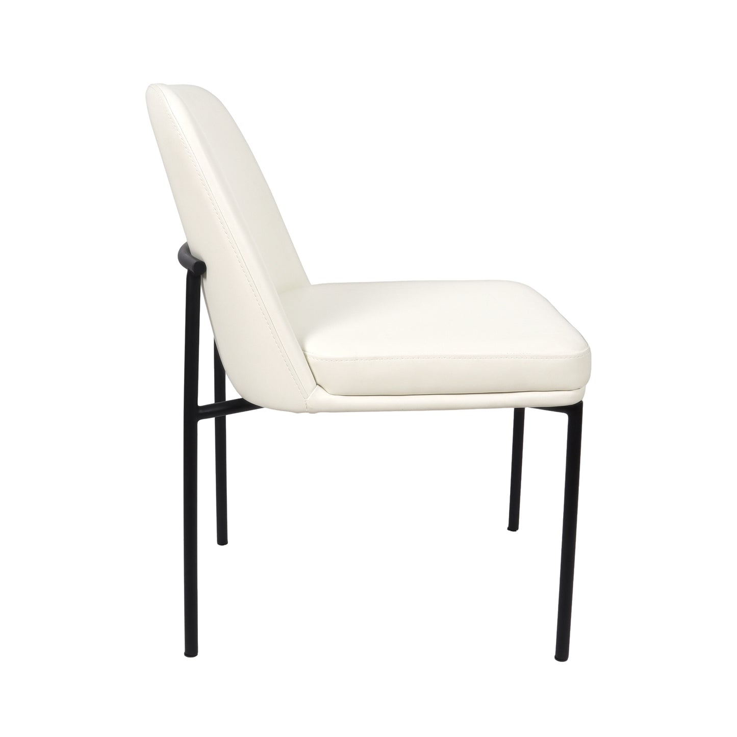 Loft Contemporary Metal Vegan Leather Side Chair in Ivory - Set of 2 DC1533-3