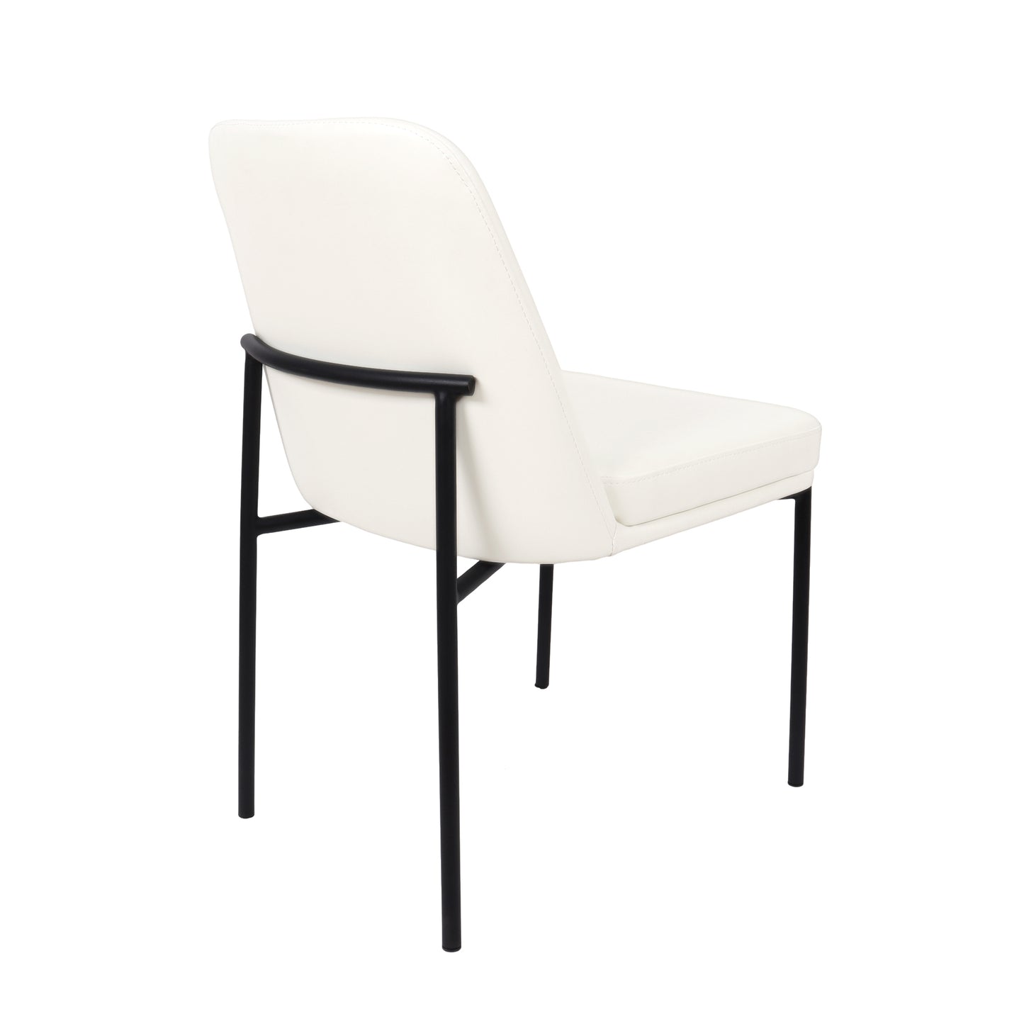 Loft Contemporary Metal Vegan Leather Side Chair in Ivory - Set of 2 DC1533-3