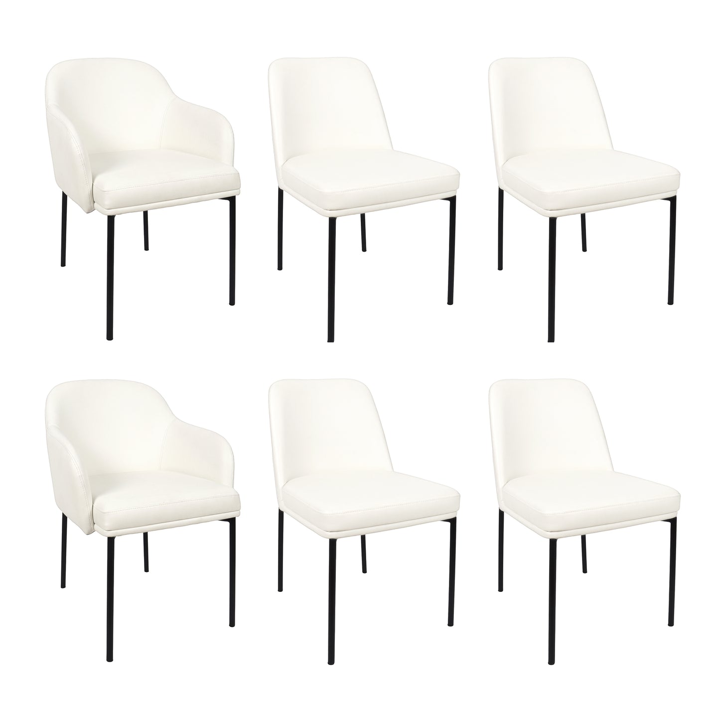 Loft Contemporary Metal Vegan Leather Side Chair in Ivory - Set of 2 DC1533-3