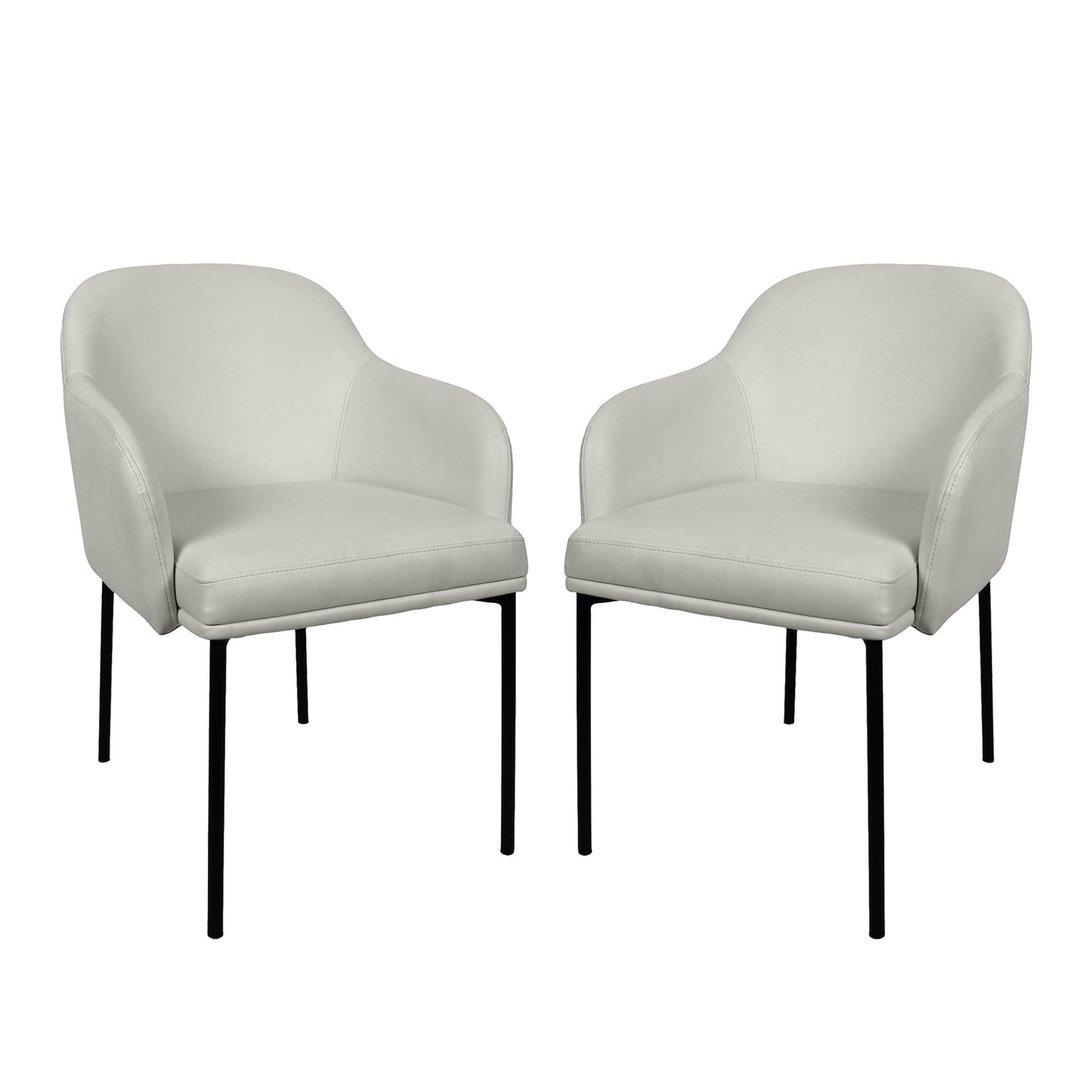 Loft Contemporary Metal Vegan Leather Armchair in Stone Gray - Set of 2 DC1535-1