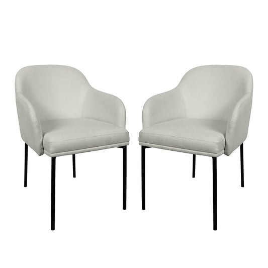 Loft Contemporary Metal Vegan Leather Armchair in Stone Gray - Set of 2 DC1535-1