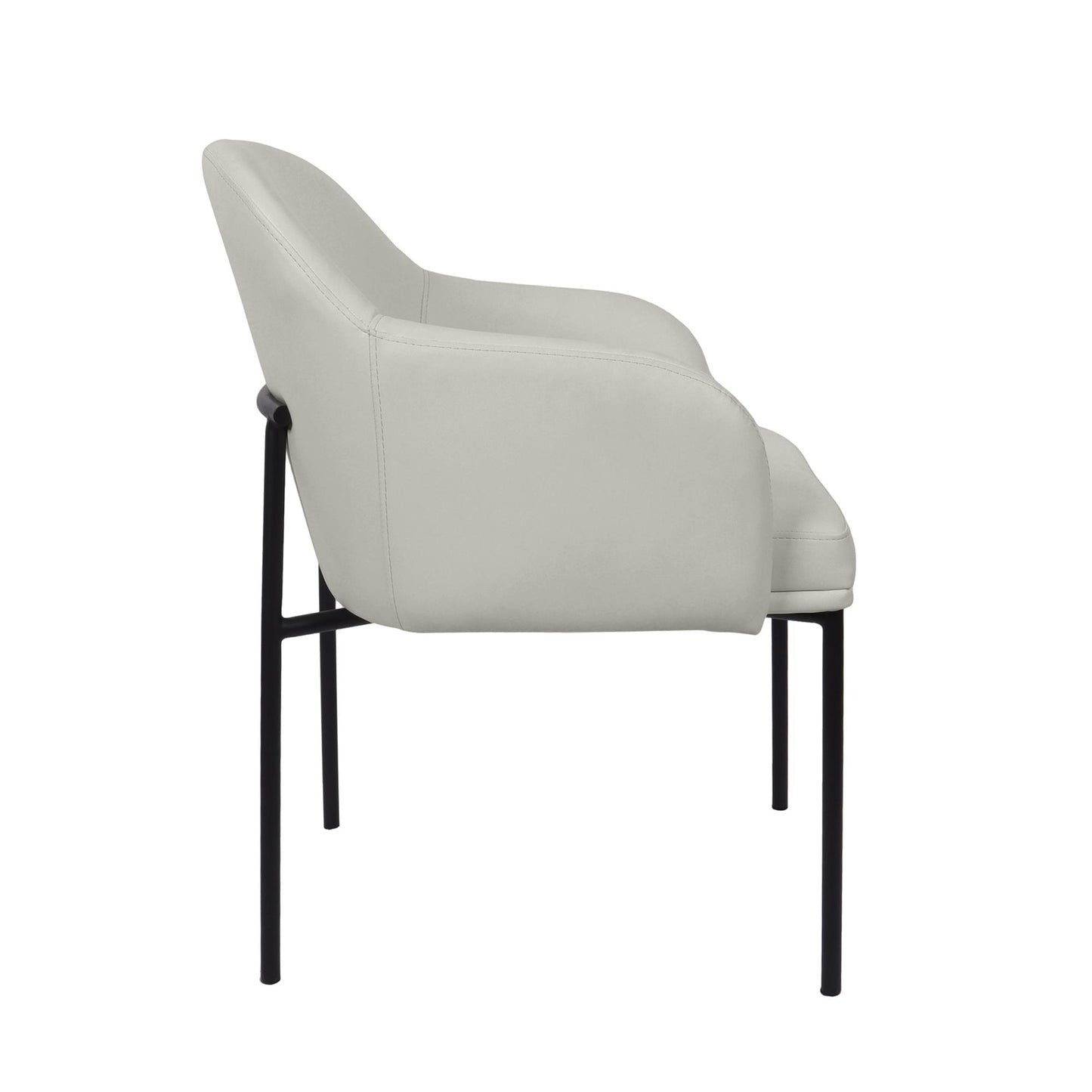Loft Contemporary Metal Vegan Leather Armchair in Stone Gray - Set of 2 DC1535-1