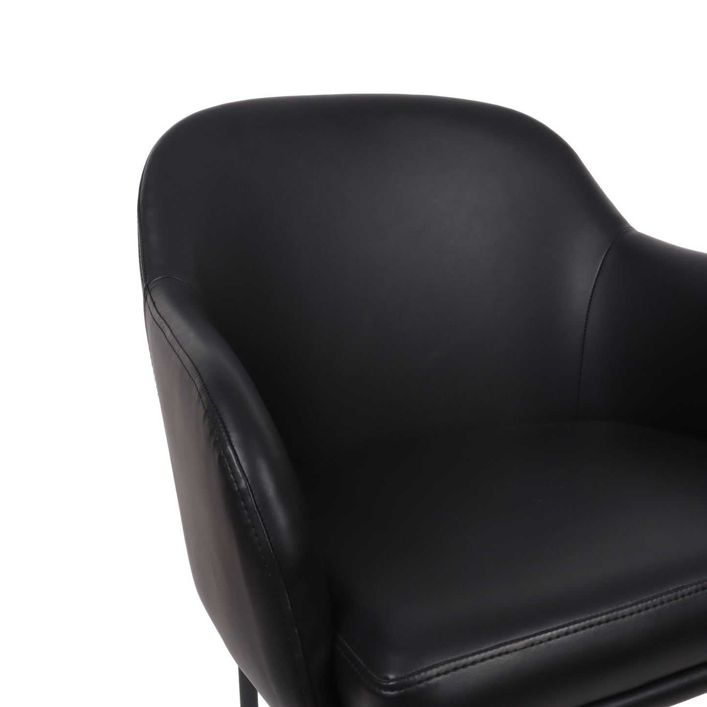 Loft Contemporary Metal Vegan Leather Armchair in Black - Set of 2 DC1535-2