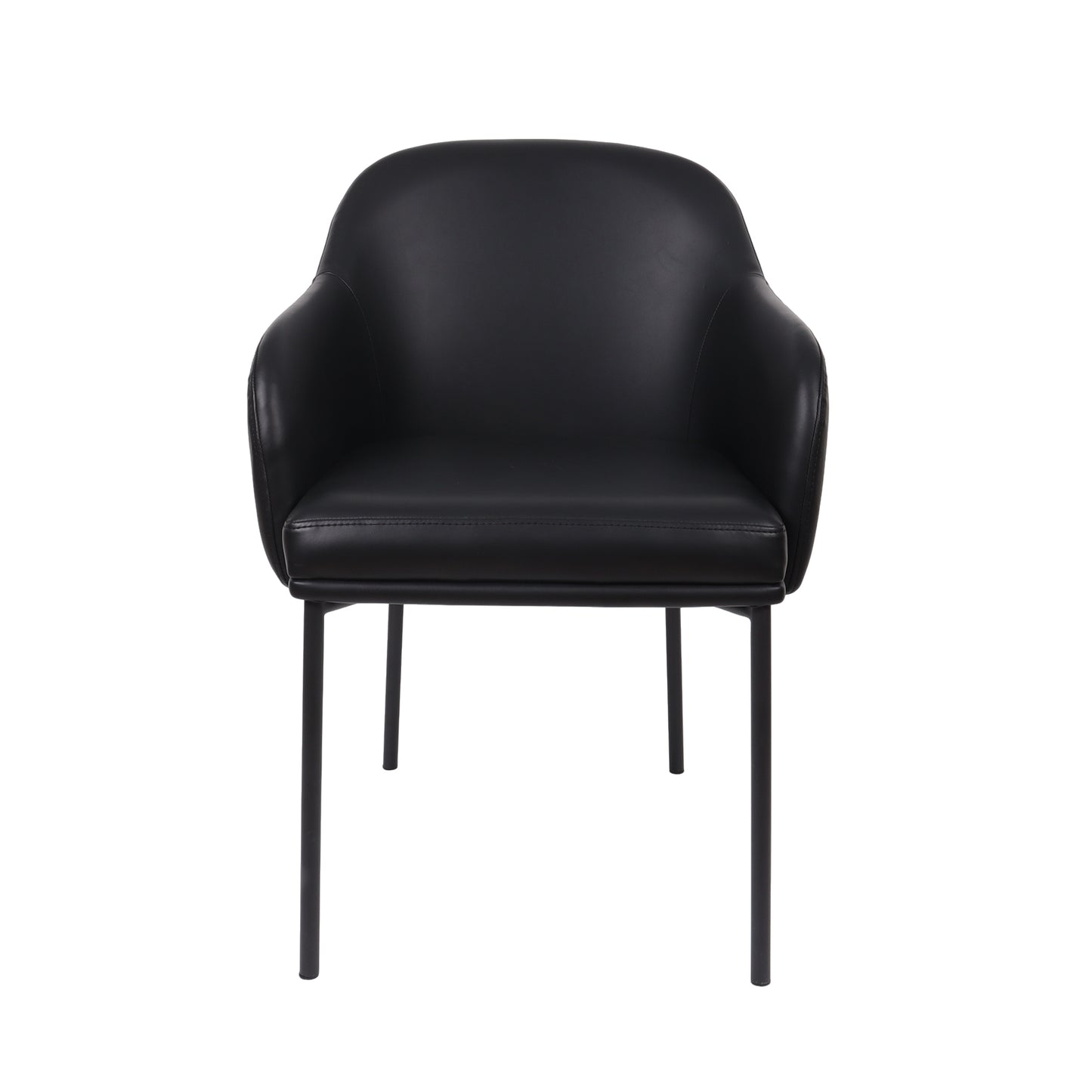 Loft Contemporary Metal Vegan Leather Armchair in Black - Set of 2 DC1535-2