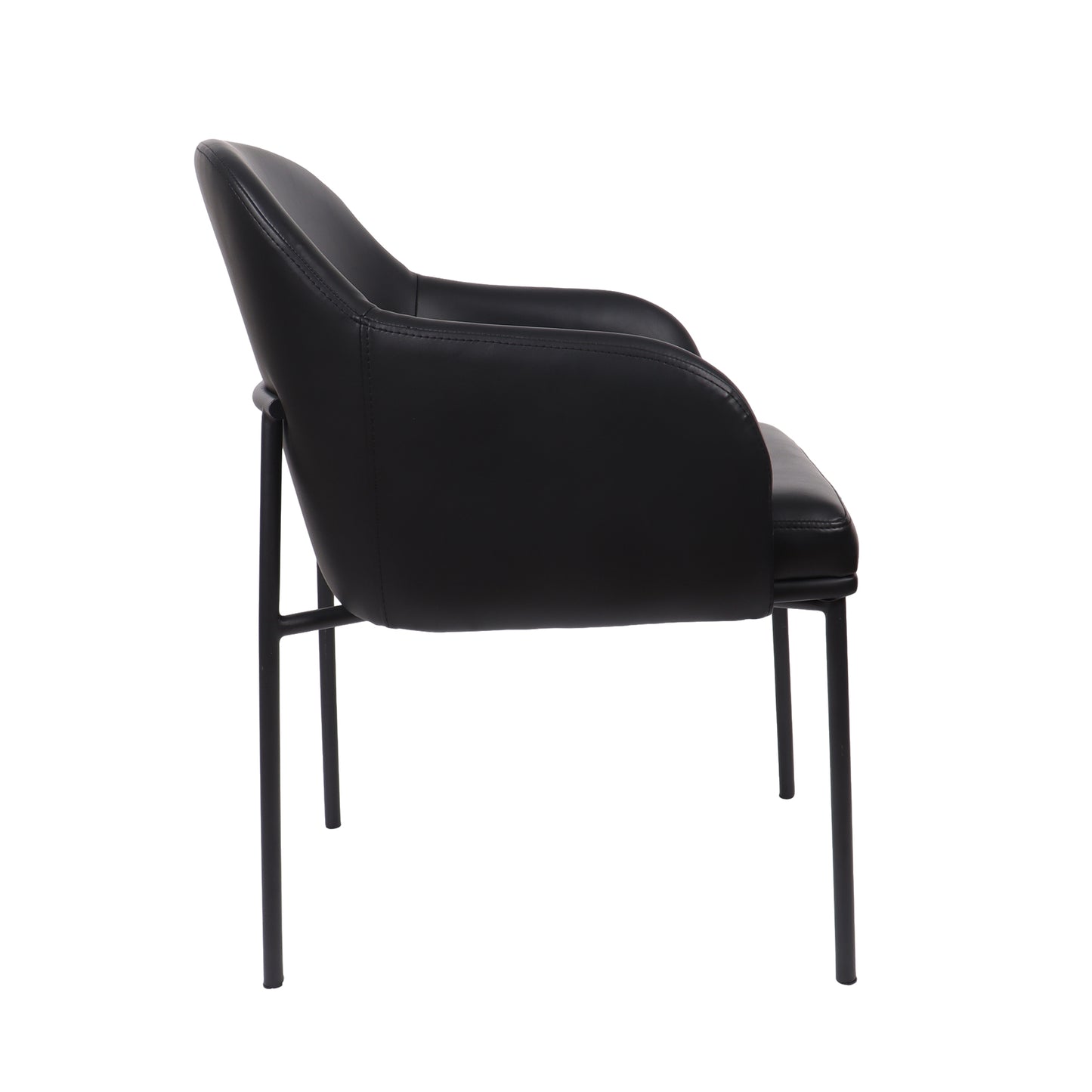 Loft Contemporary Metal Vegan Leather Armchair in Black - Set of 2 DC1535-2