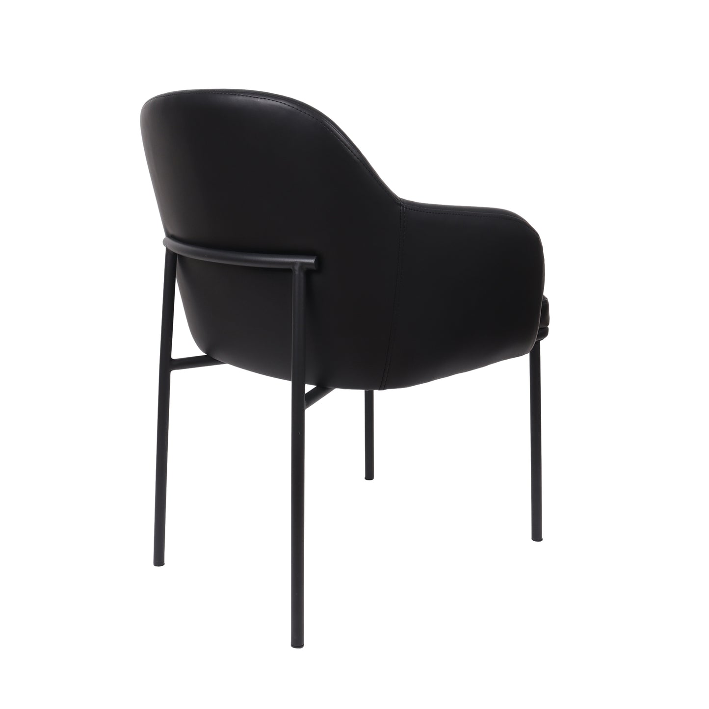 Loft Contemporary Metal Vegan Leather Armchair in Black - Set of 2 DC1535-2