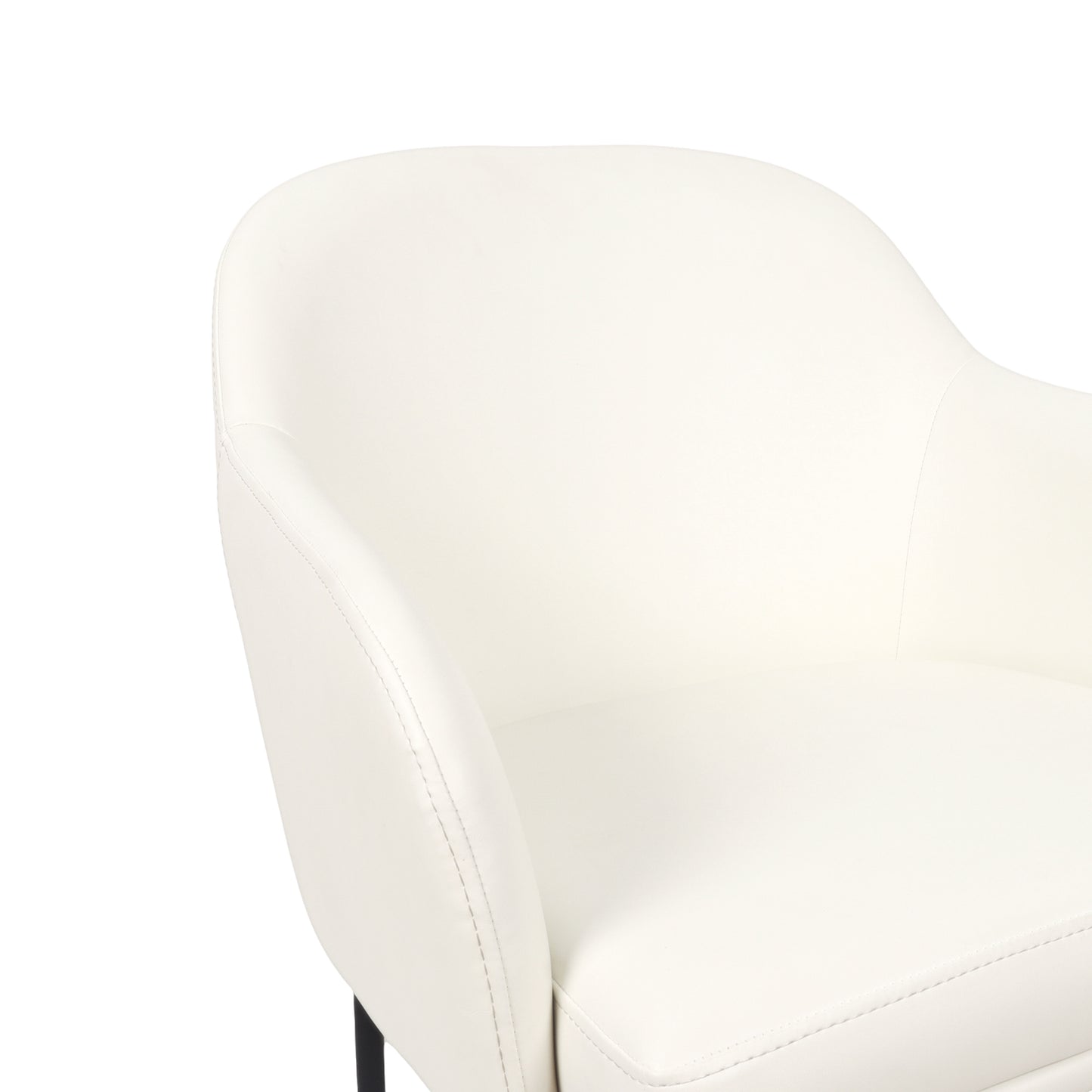 Loft Contemporary Metal Vegan Leather Armchair in Ivory - Set of 2 DC1535-3