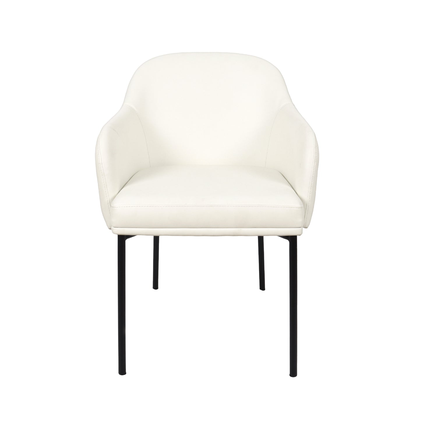 Loft Contemporary Metal Vegan Leather Armchair in Ivory - Set of 2 DC1535-3
