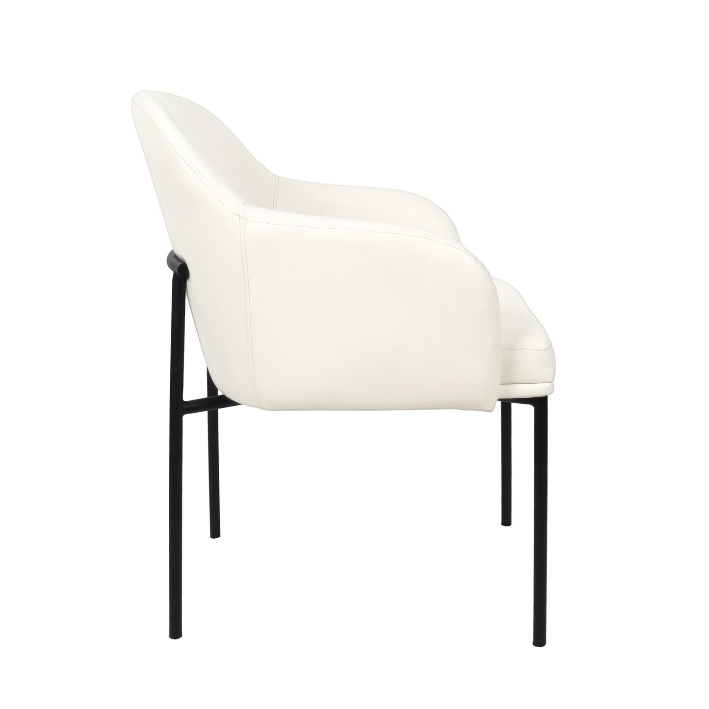 Loft Contemporary Metal Vegan Leather Armchair in Ivory - Set of 2 DC1535-3