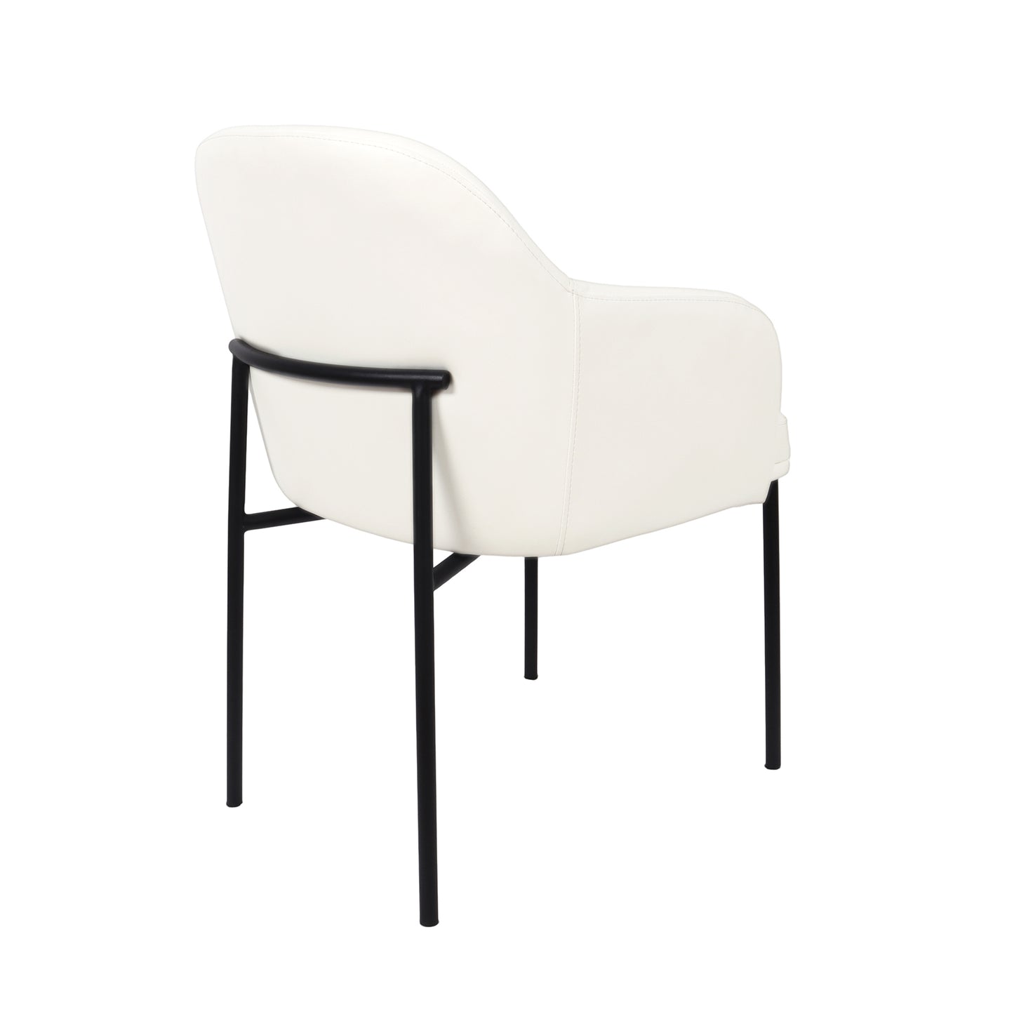 Loft Contemporary Metal Vegan Leather Armchair in Ivory - Set of 2 DC1535-3