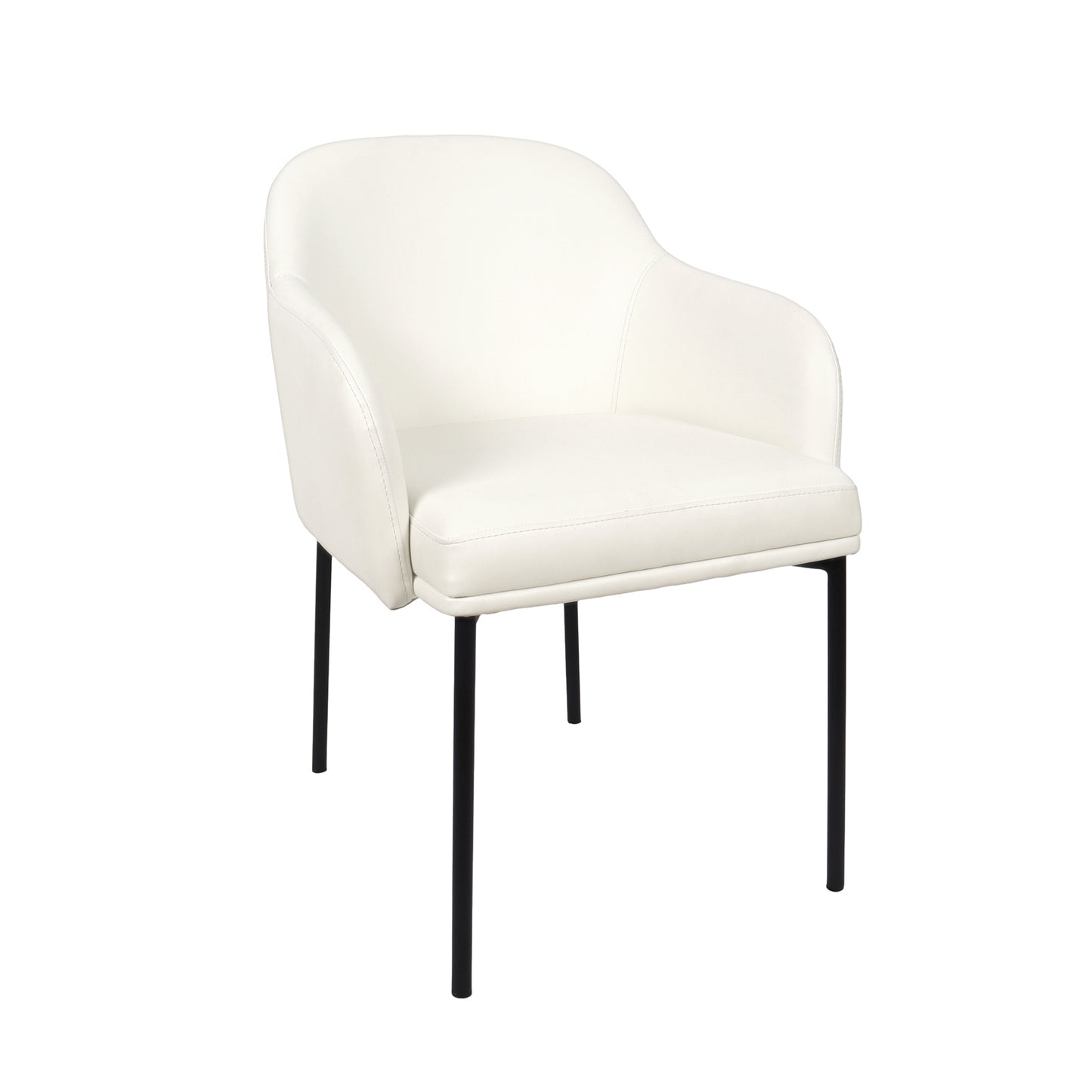 Loft Contemporary Metal Vegan Leather Armchair in Ivory - Set of 2 DC1535-3