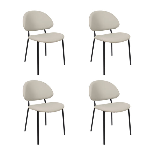 Haven Contemporary Modern Metal Vegan Leather Side Chair in Stone Gray - Set of 4 DC1536-1