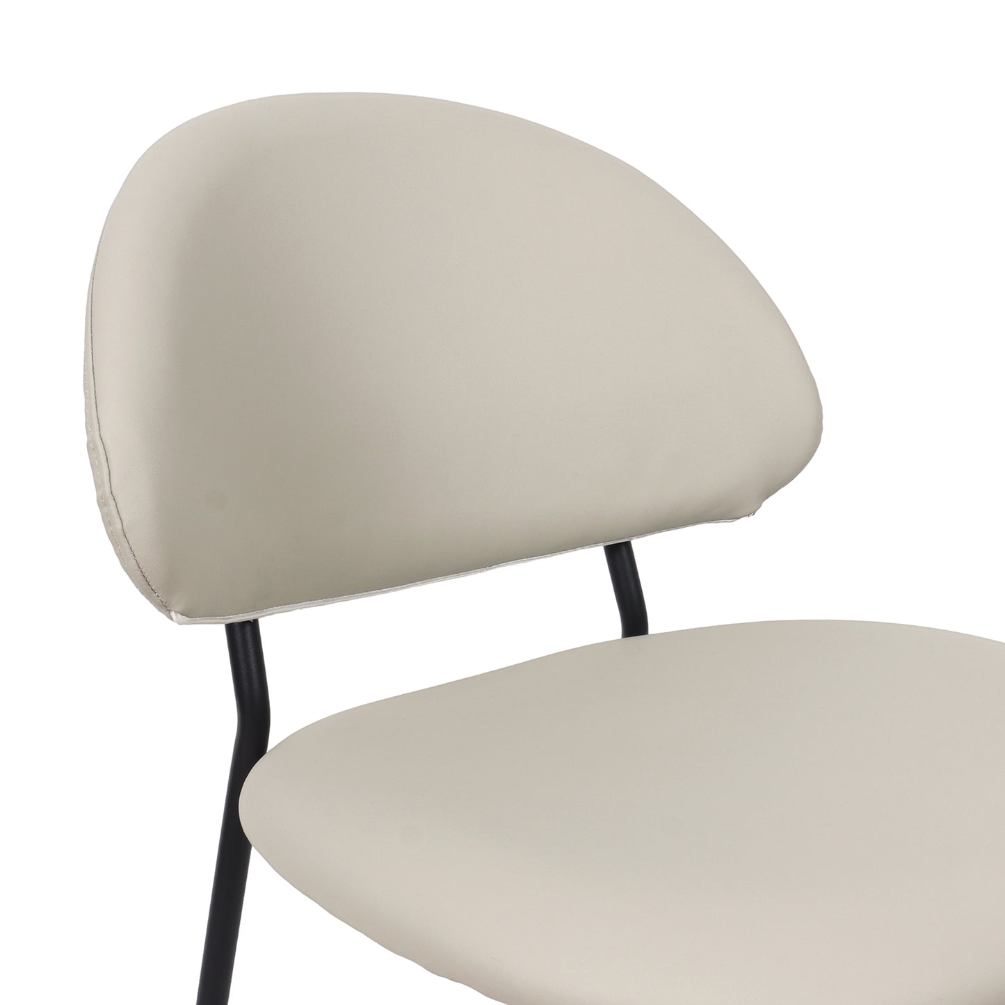 Haven Contemporary Modern Metal Vegan Leather Side Chair in Stone Gray - Set of 4 DC1536-1
