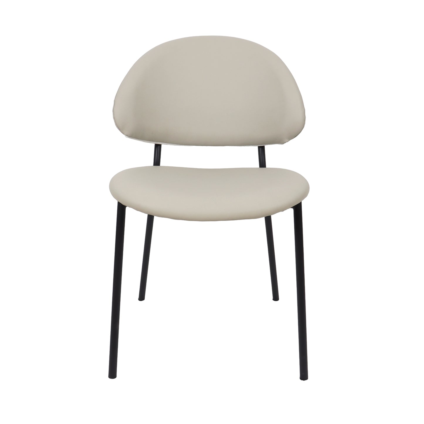 Haven Contemporary Modern Metal Vegan Leather Side Chair in Stone Gray - Set of 4 DC1536-1