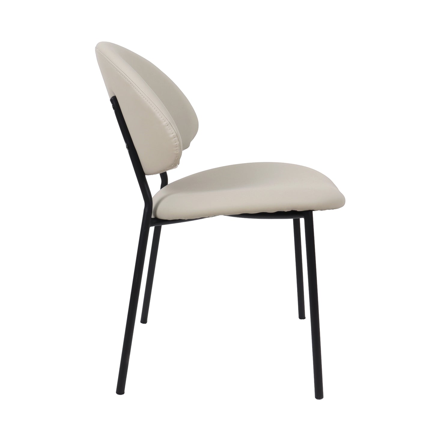 Haven Contemporary Modern Metal Vegan Leather Side Chair in Stone Gray - Set of 4 DC1536-1