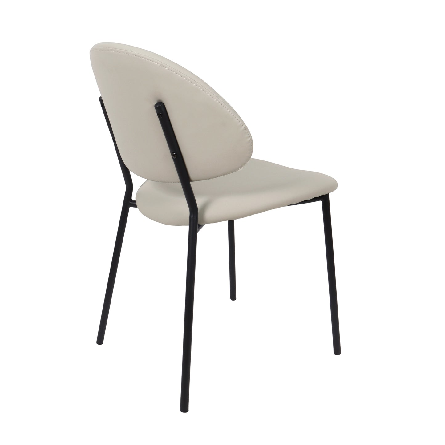 Haven Contemporary Modern Metal Vegan Leather Side Chair in Stone Gray - Set of 4 DC1536-1