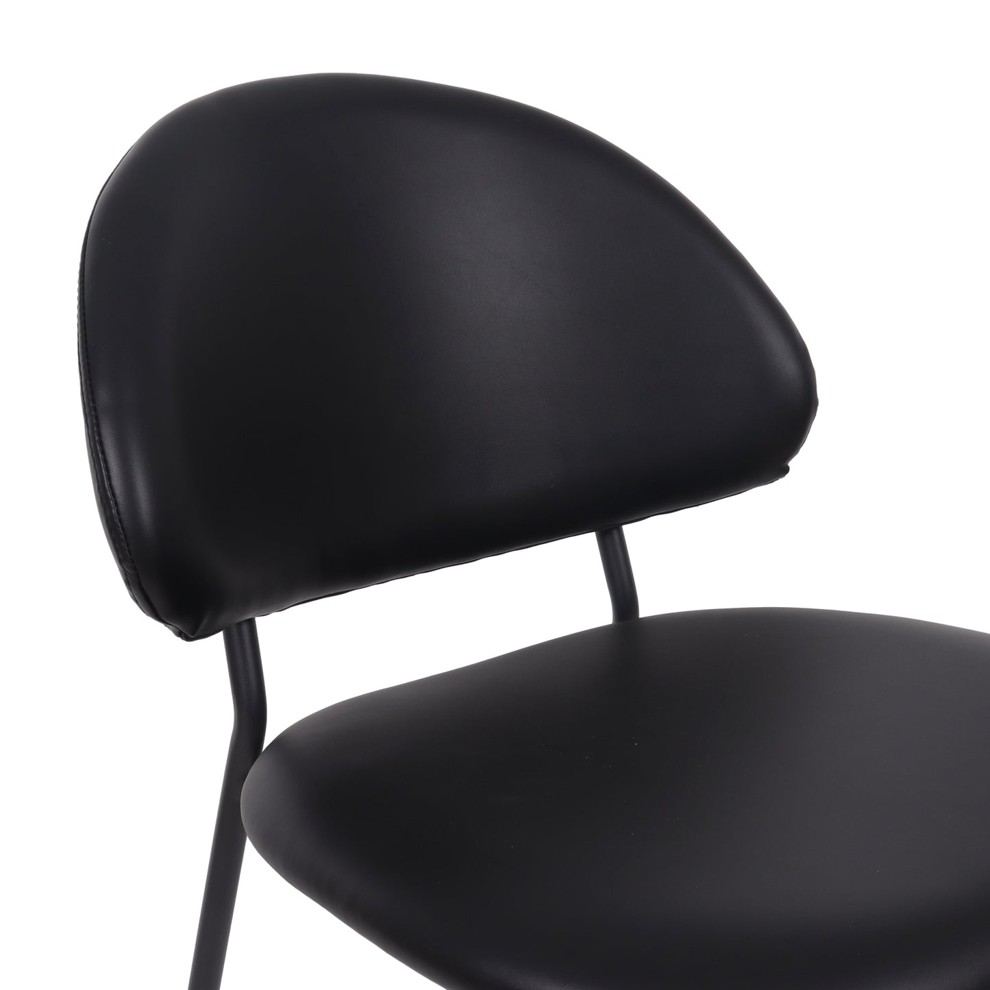 Haven Contemporary Modern Metal Vegan Leather Side Chair in Black - Set of 4 DC1536-2