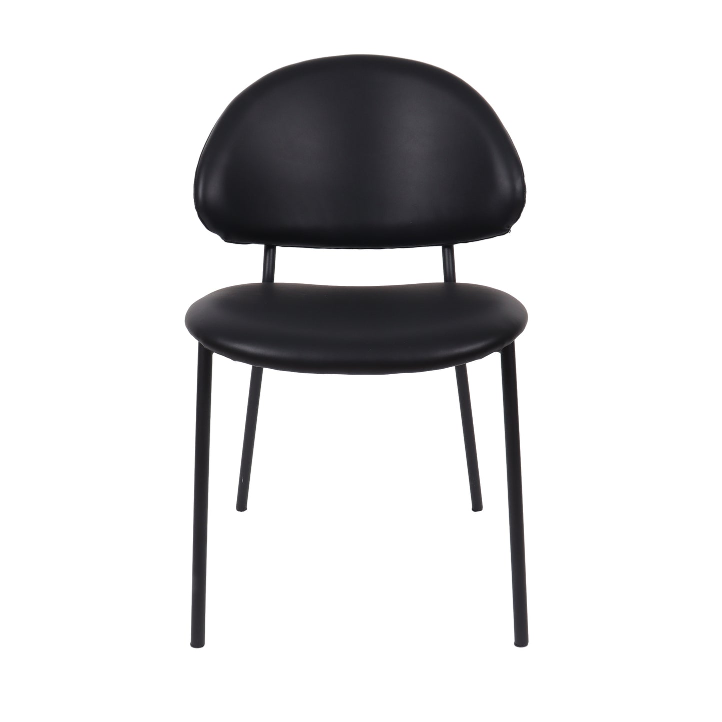 Haven Contemporary Modern Metal Vegan Leather Side Chair in Black - Set of 4 DC1536-2