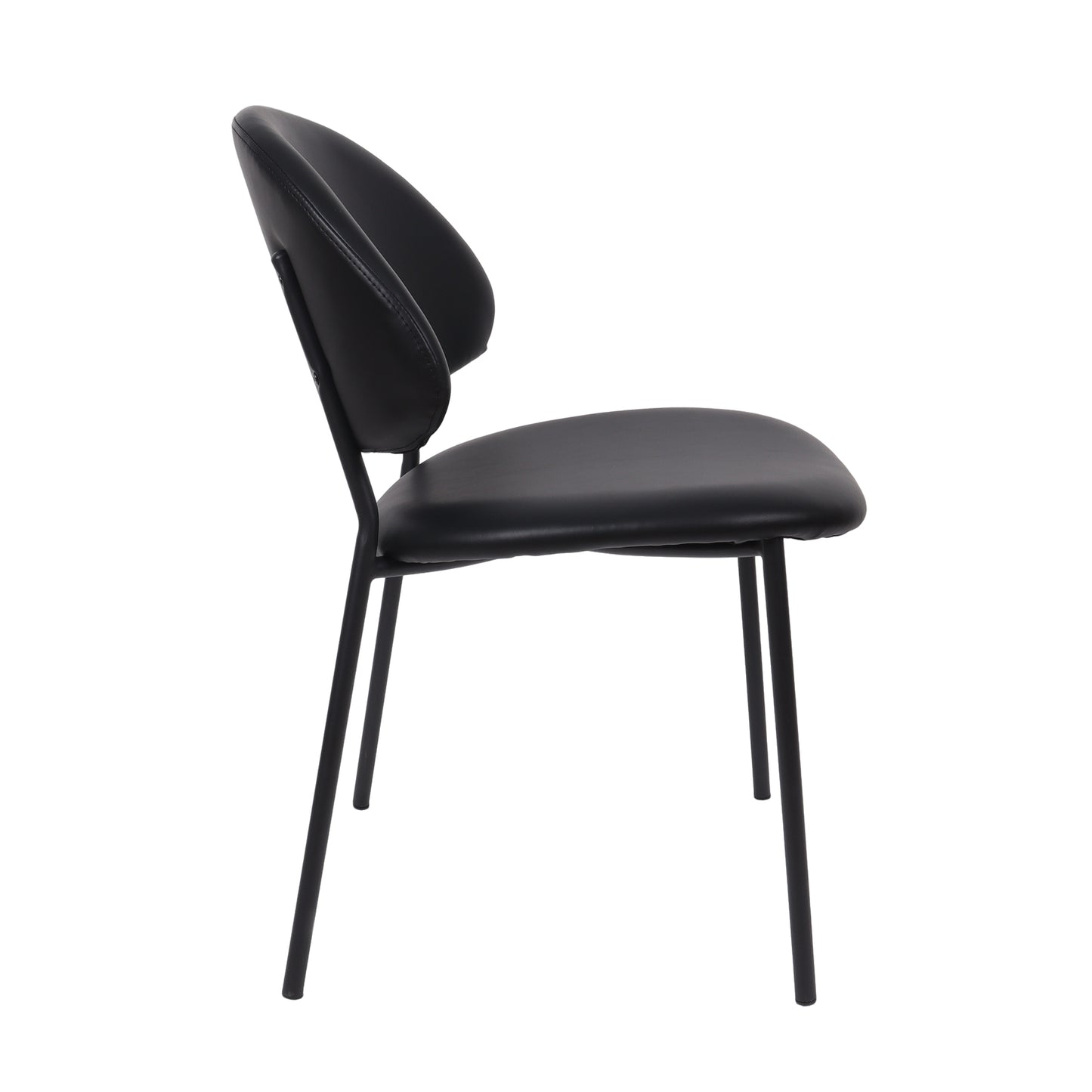 Haven Contemporary Modern Metal Vegan Leather Side Chair in Black - Set of 4 DC1536-2