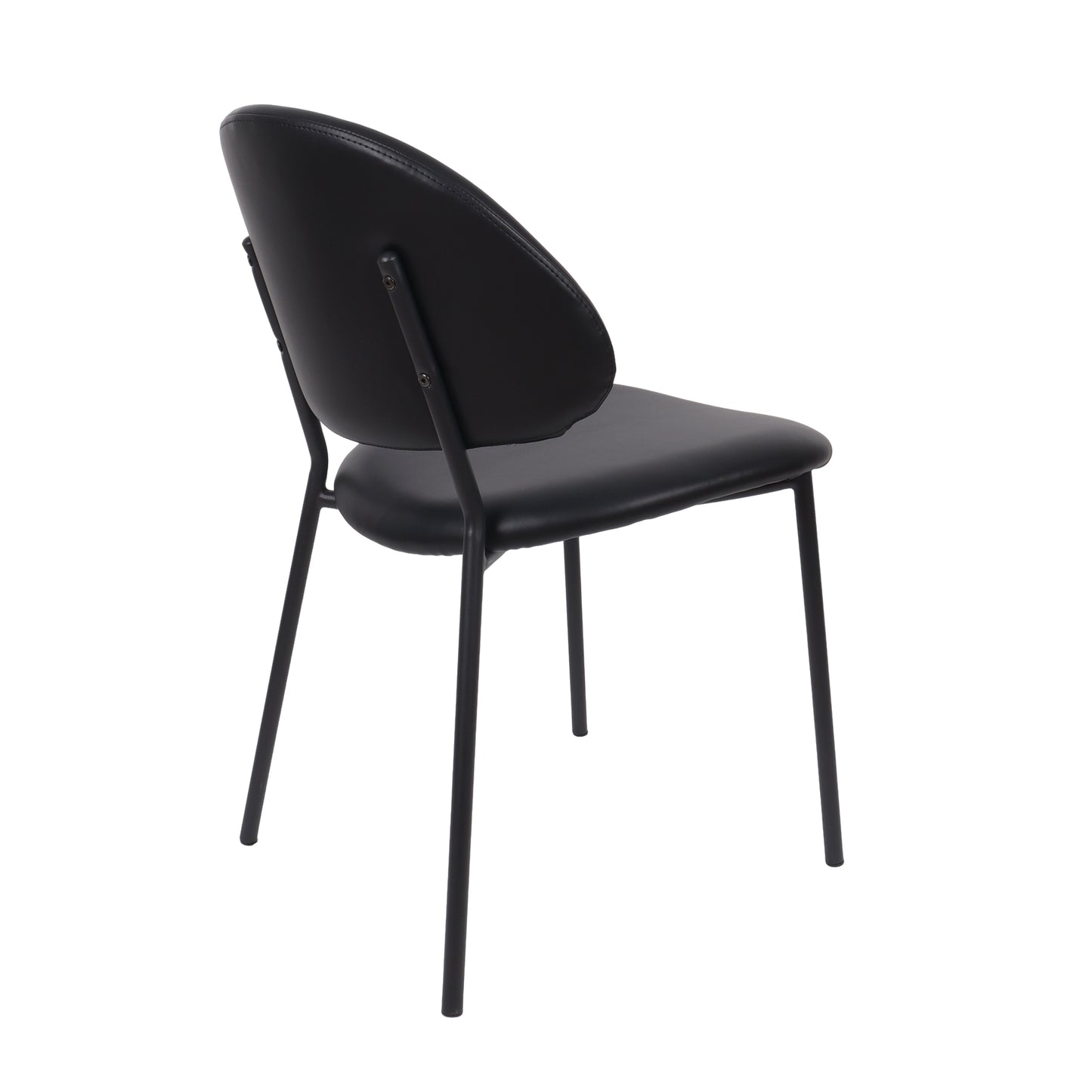 Haven Contemporary Modern Metal Vegan Leather Side Chair in Black - Set of 4 DC1536-2
