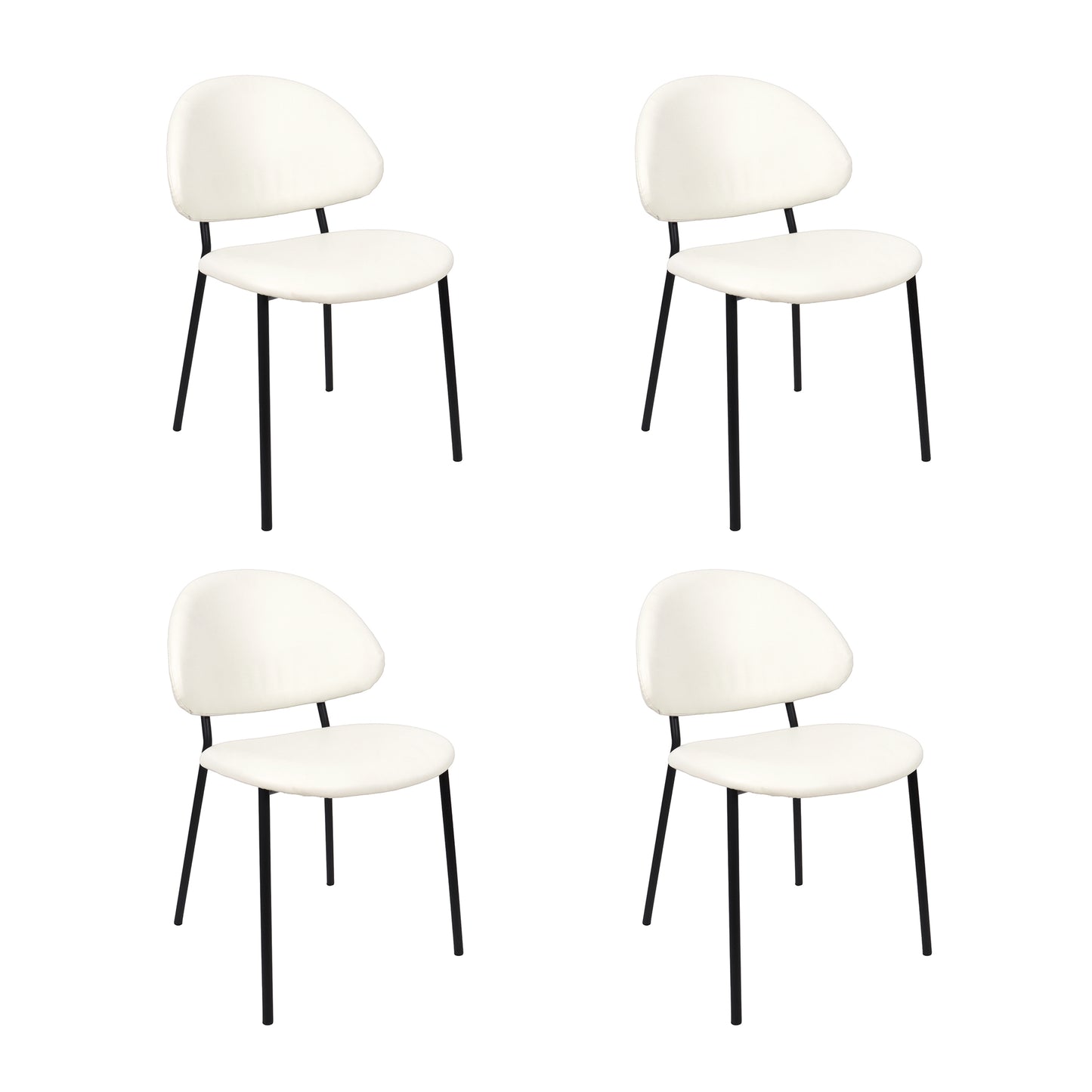 Haven Contemporary Modern Metal Vegan Leather Side Chair in Ivory - Set of 4 DC1536-3