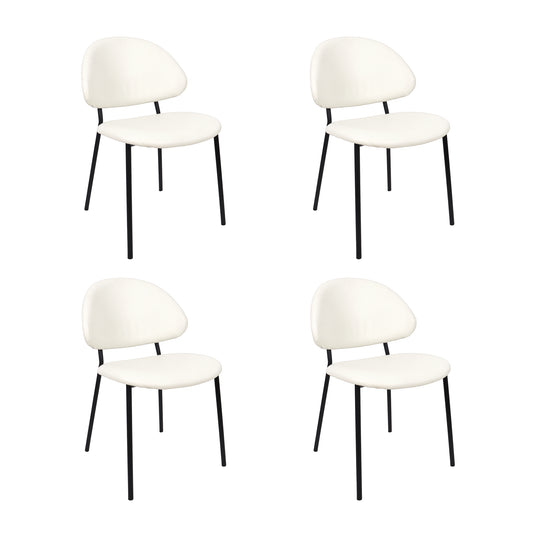 Haven Contemporary Modern Metal Vegan Leather Side Chair in Ivory - Set of 4 DC1536-3