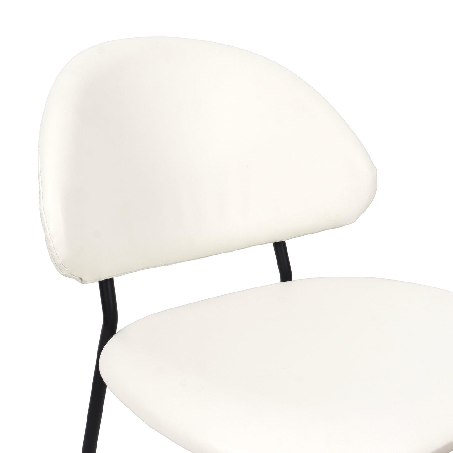 Haven Contemporary Modern Metal Vegan Leather Side Chair in Ivory - Set of 4 DC1536-3