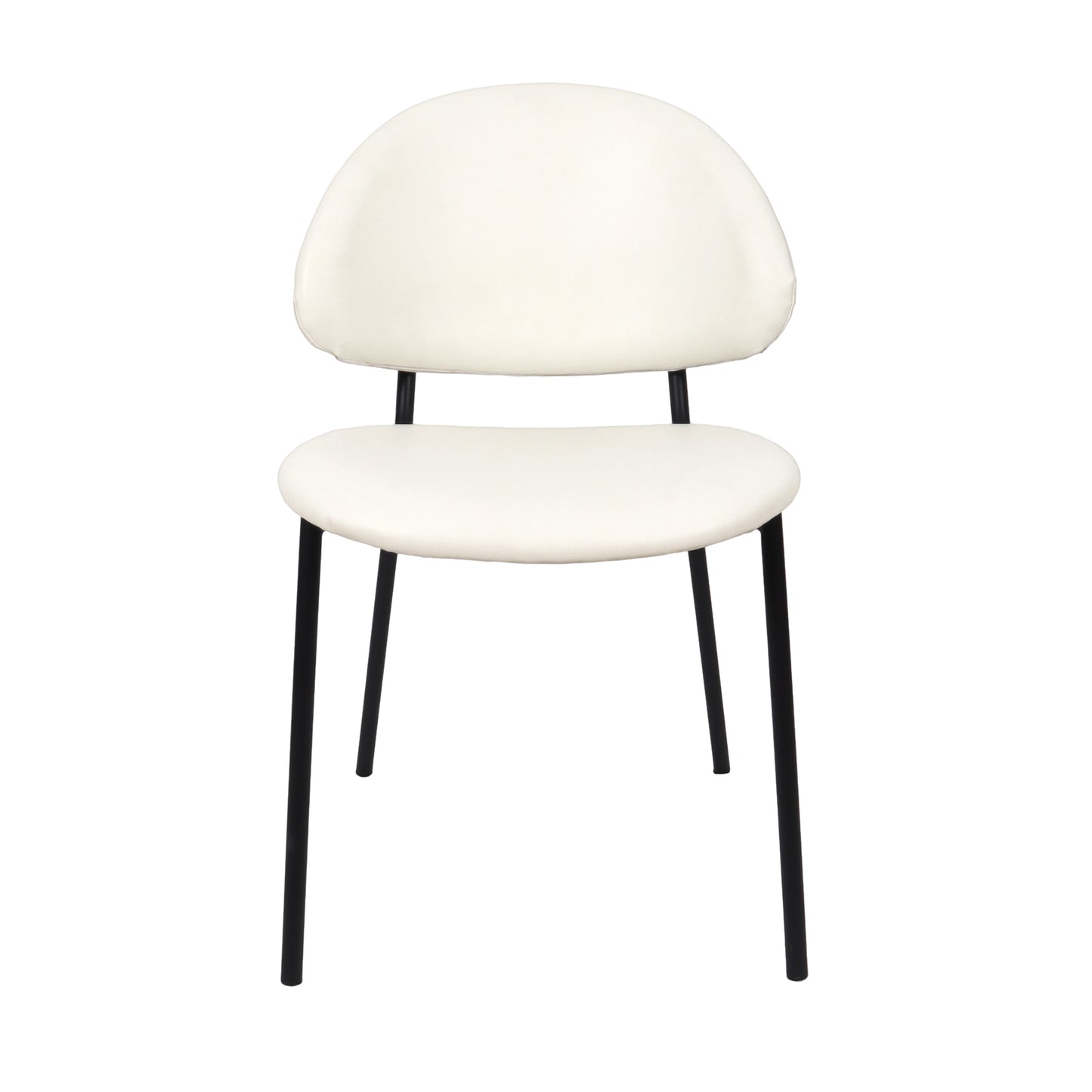 Haven Contemporary Modern Metal Vegan Leather Side Chair in Ivory - Set of 4 DC1536-3